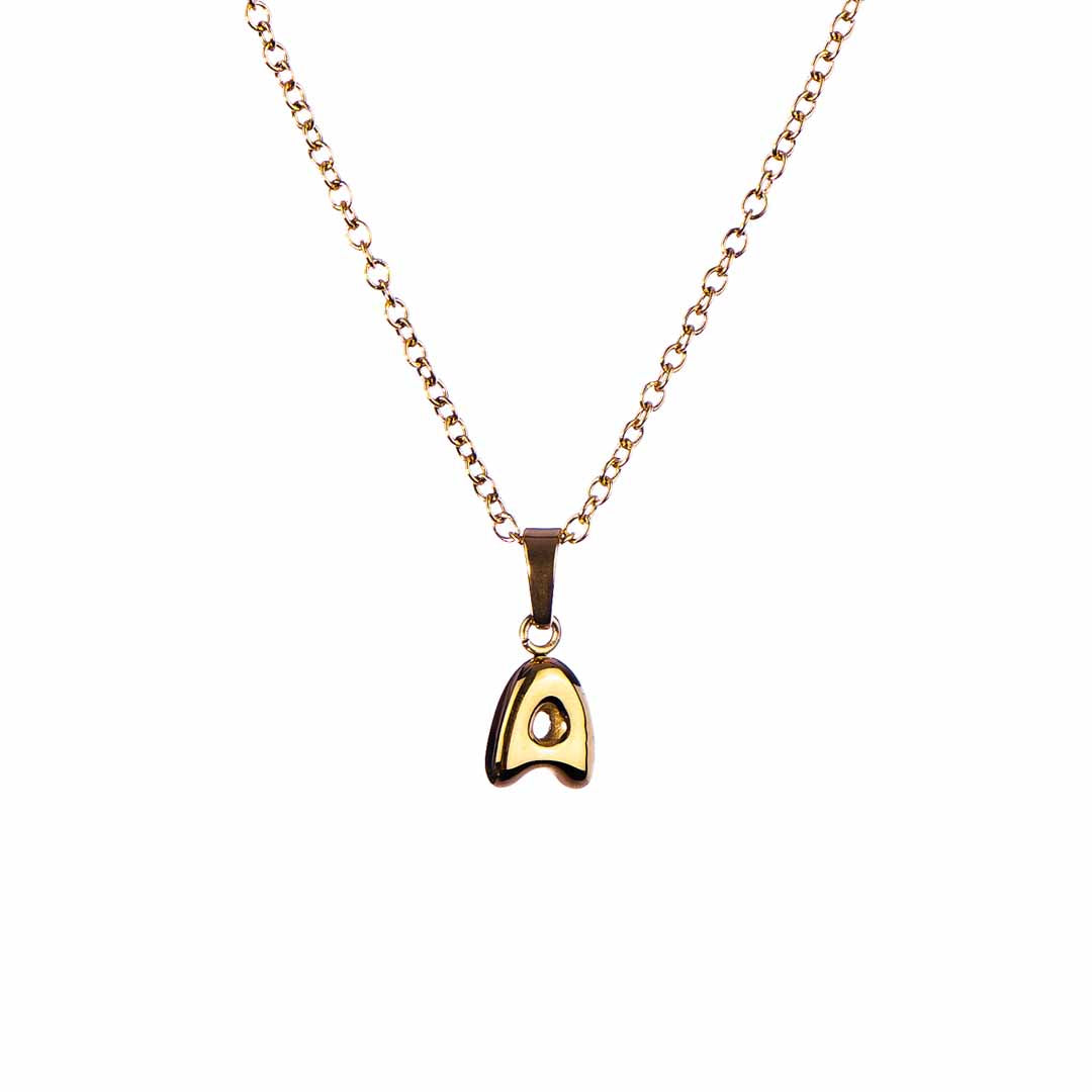 Stackable "A" Balloon Initial Letter Necklace