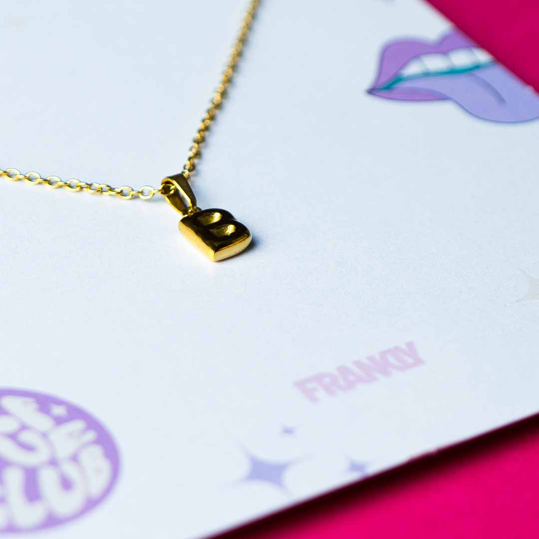 Stackable "B" Balloon Initial Letter Necklace