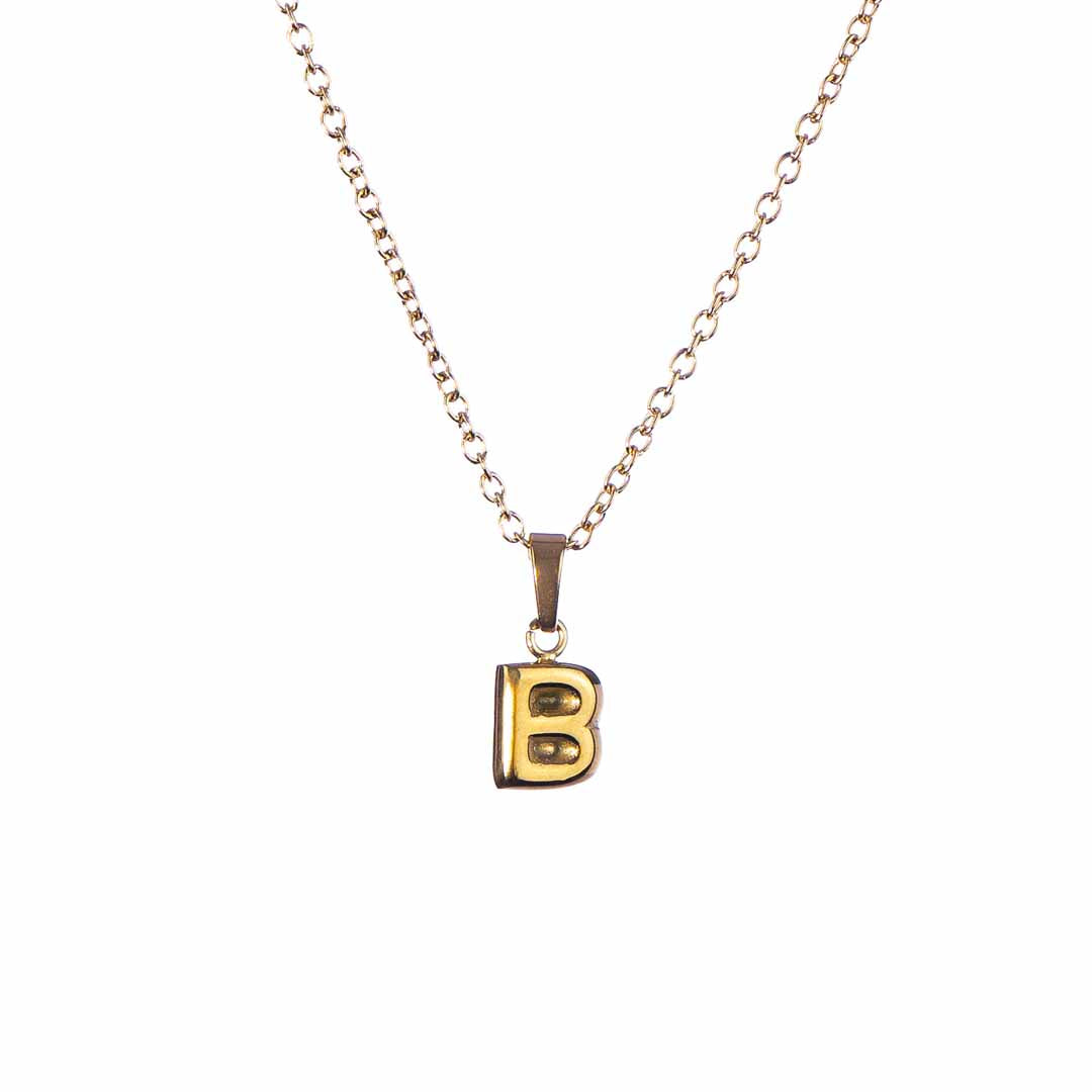 Stackable "B" Balloon Initial Letter Necklace