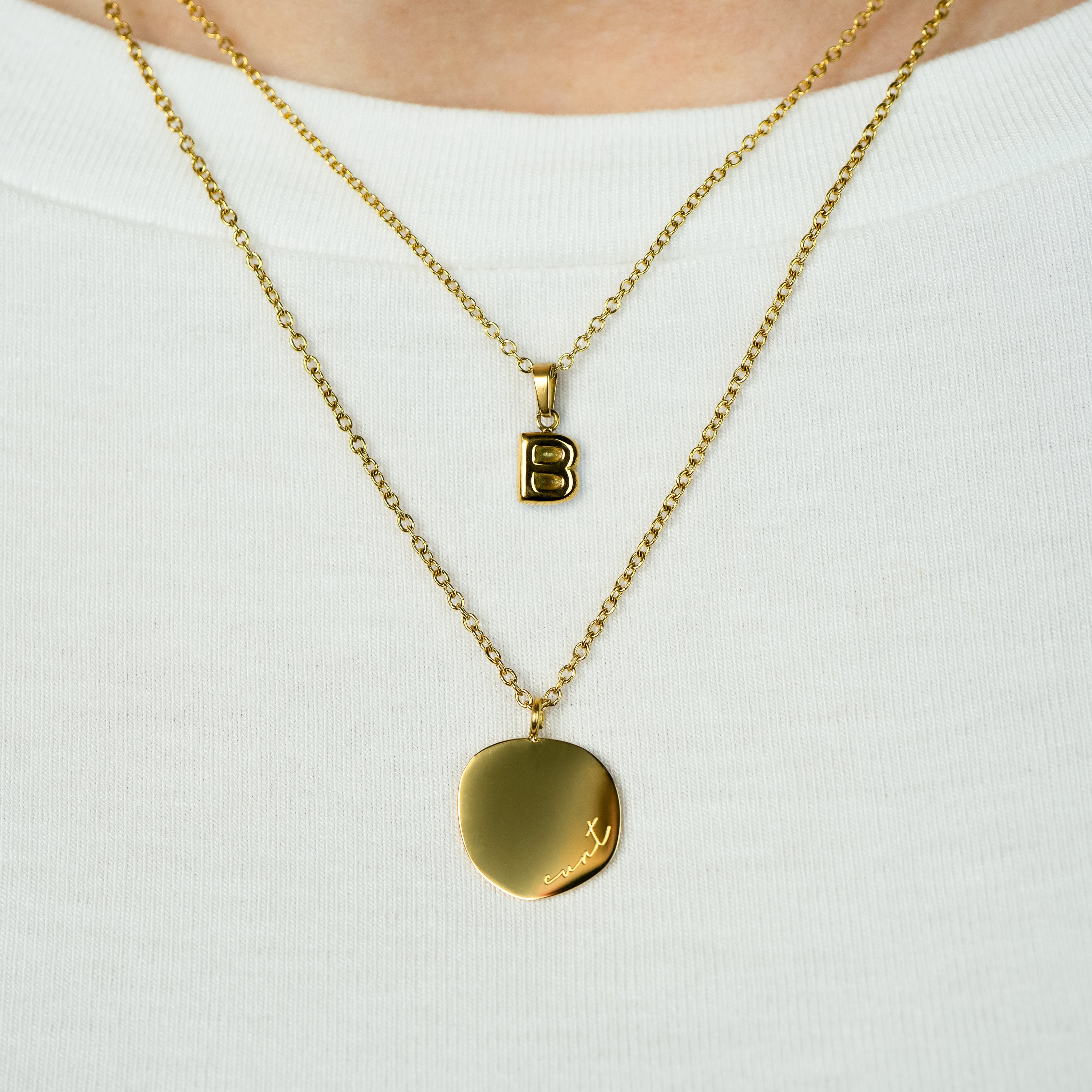 Stackable "B" Balloon Initial Letter Necklace