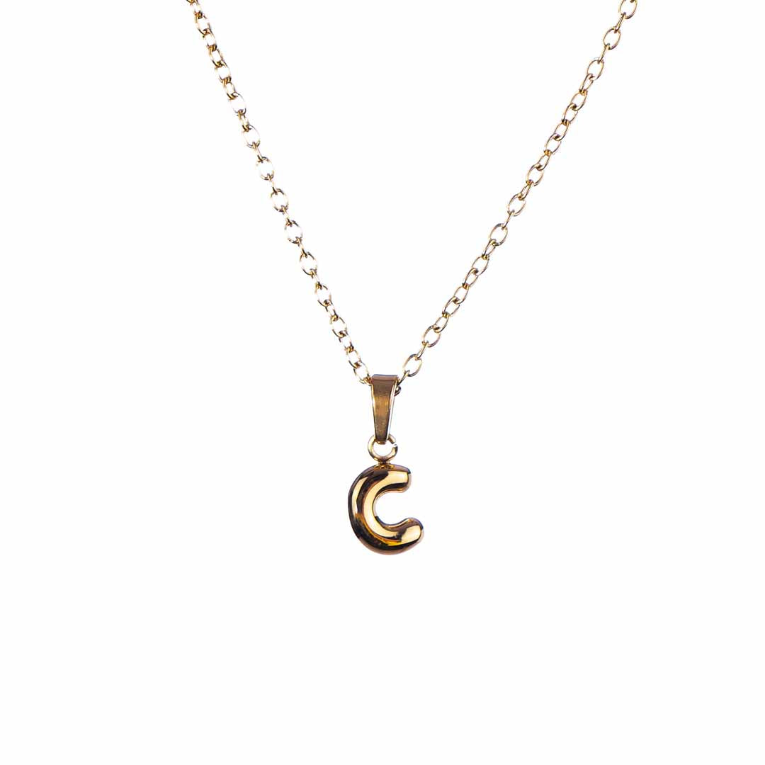 Stackable "C" Balloon Initial Letter Necklace