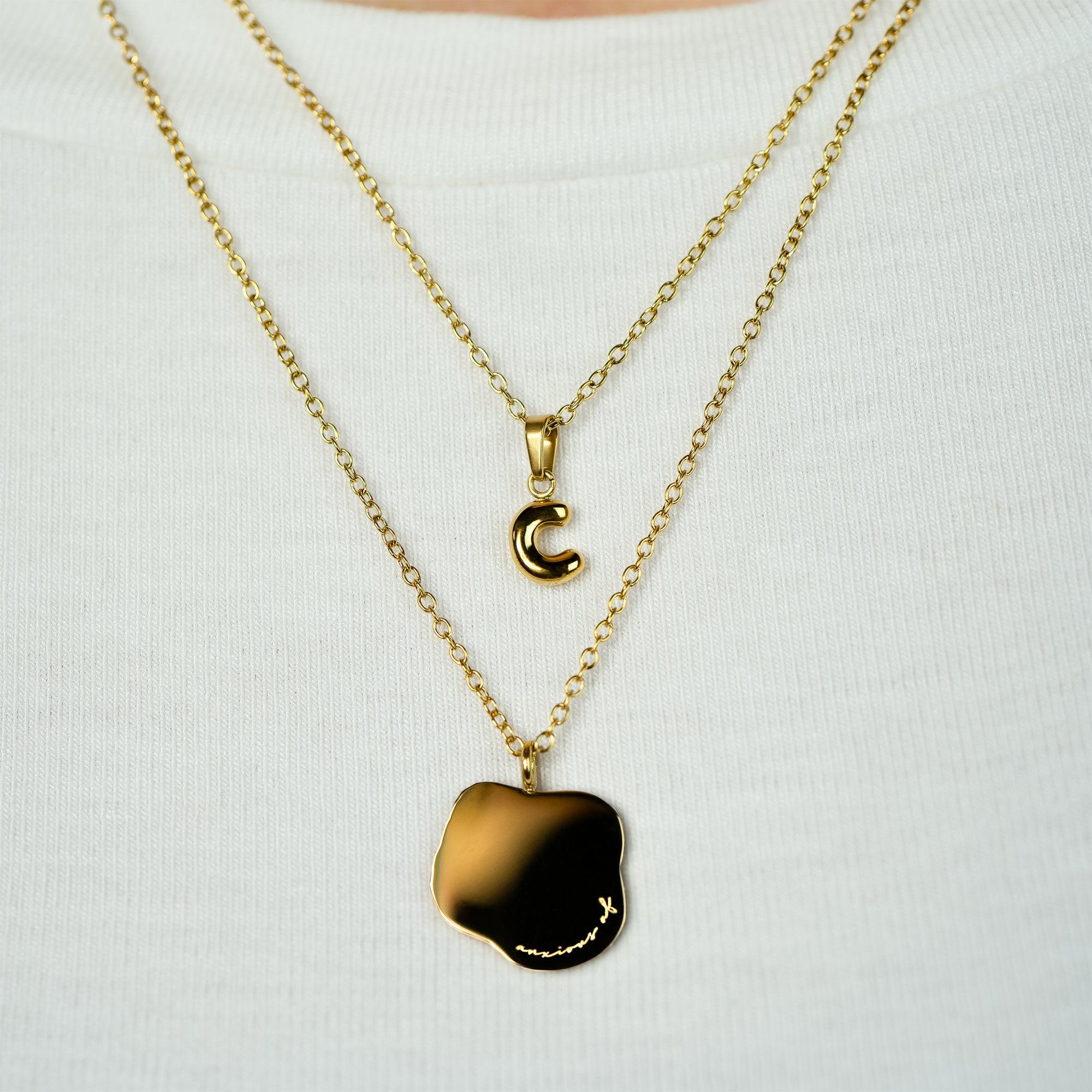 Stackable "C" Balloon Initial Letter Necklace