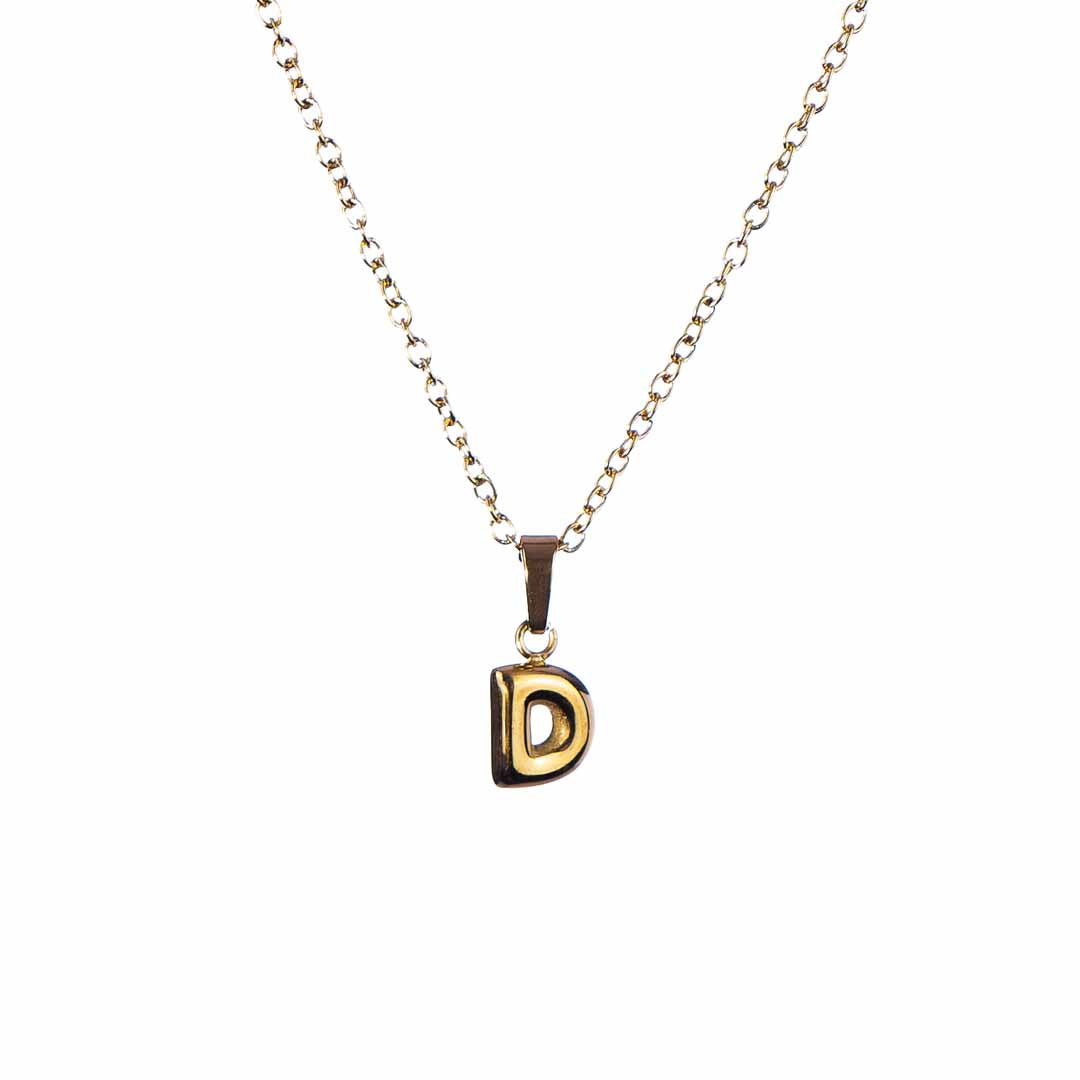 Stackable "D" Balloon Initial Letter Necklace