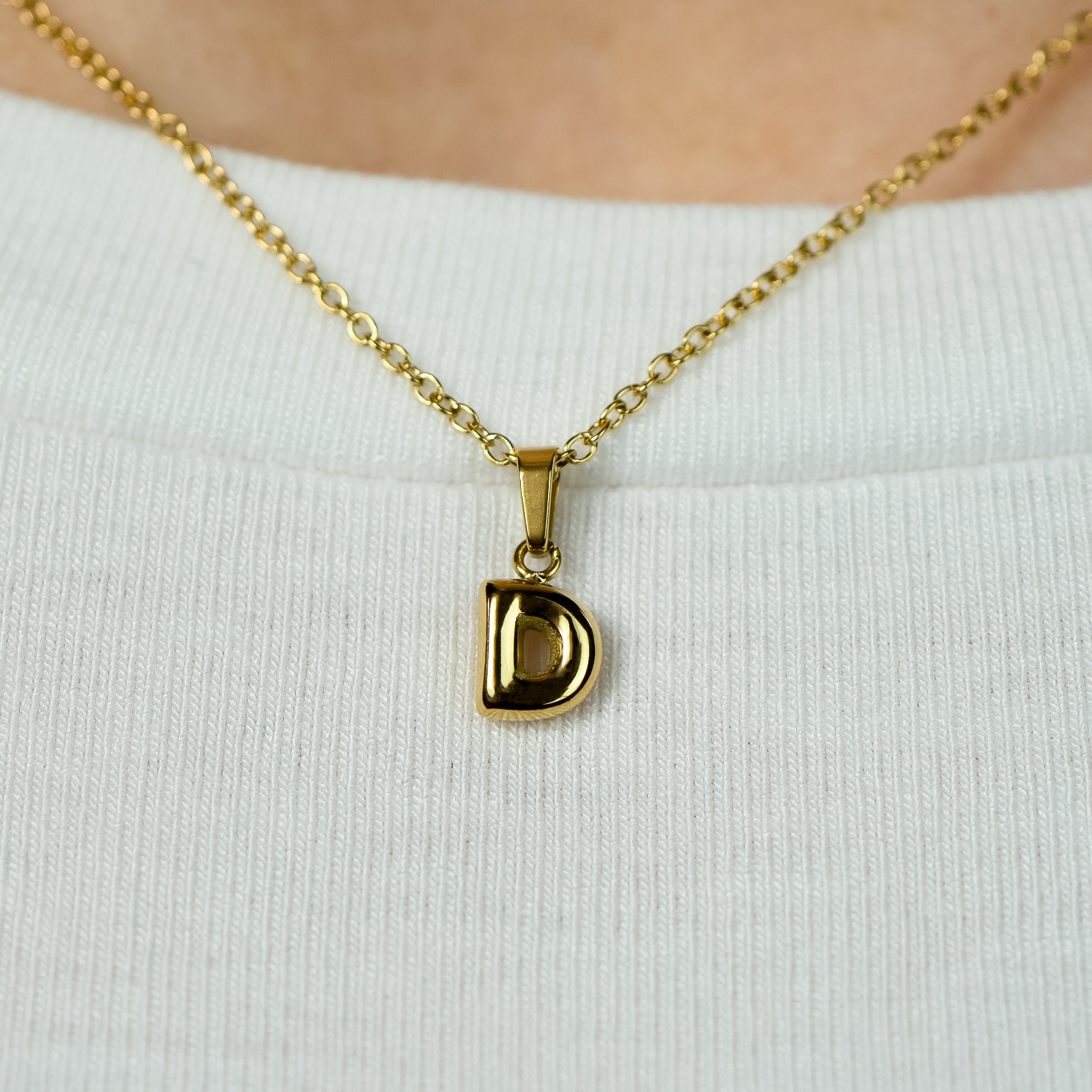 Stackable "D" Balloon Initial Letter Necklace