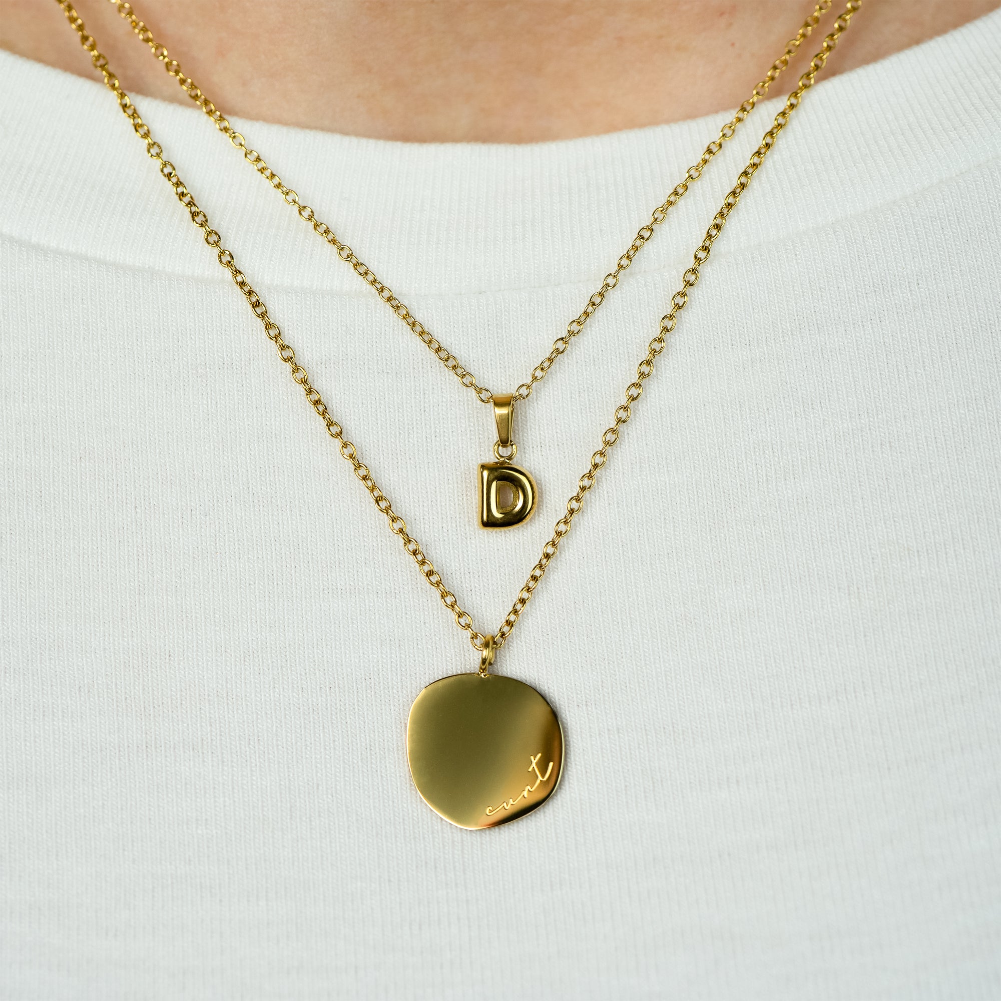 Stackable "D" Balloon Initial Letter Necklace