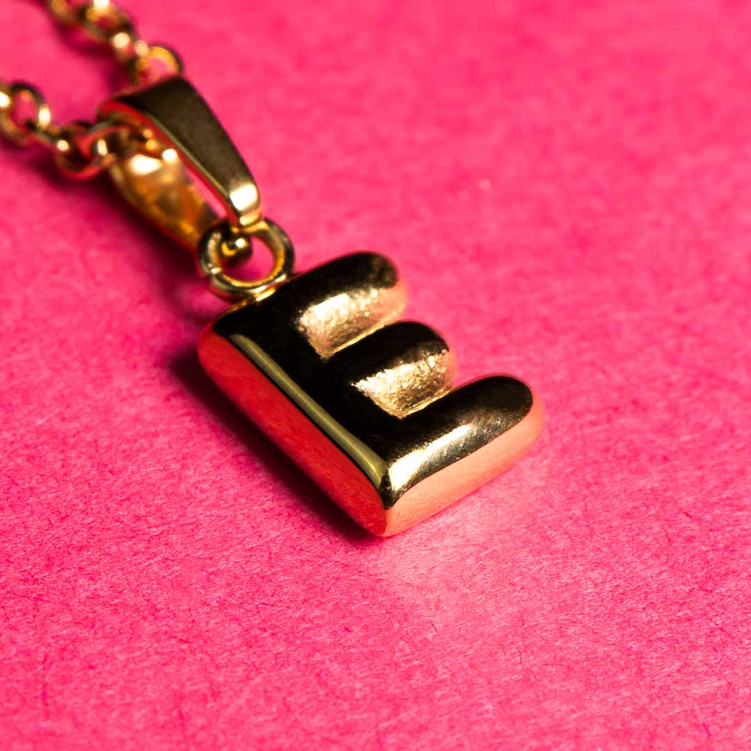 Stackable "E" Balloon Initial Letter Necklace