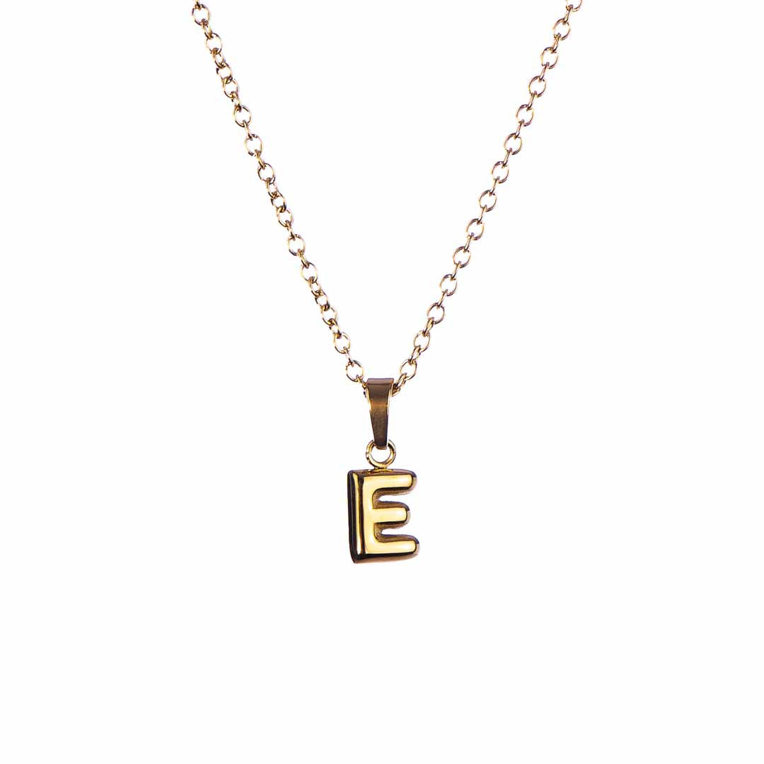 Stackable "E" Balloon Initial Letter Necklace