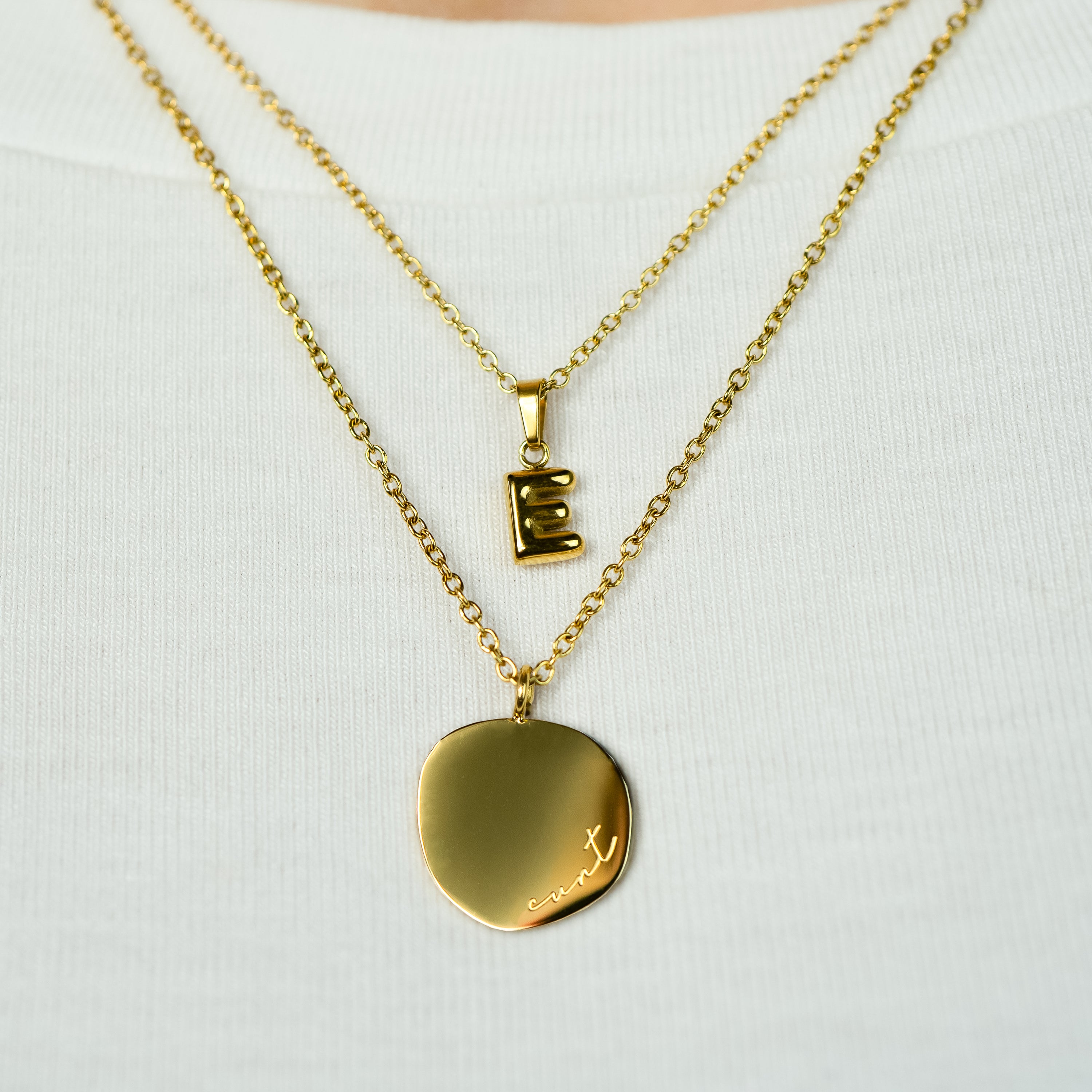 Stackable "E" Balloon Initial Letter Necklace