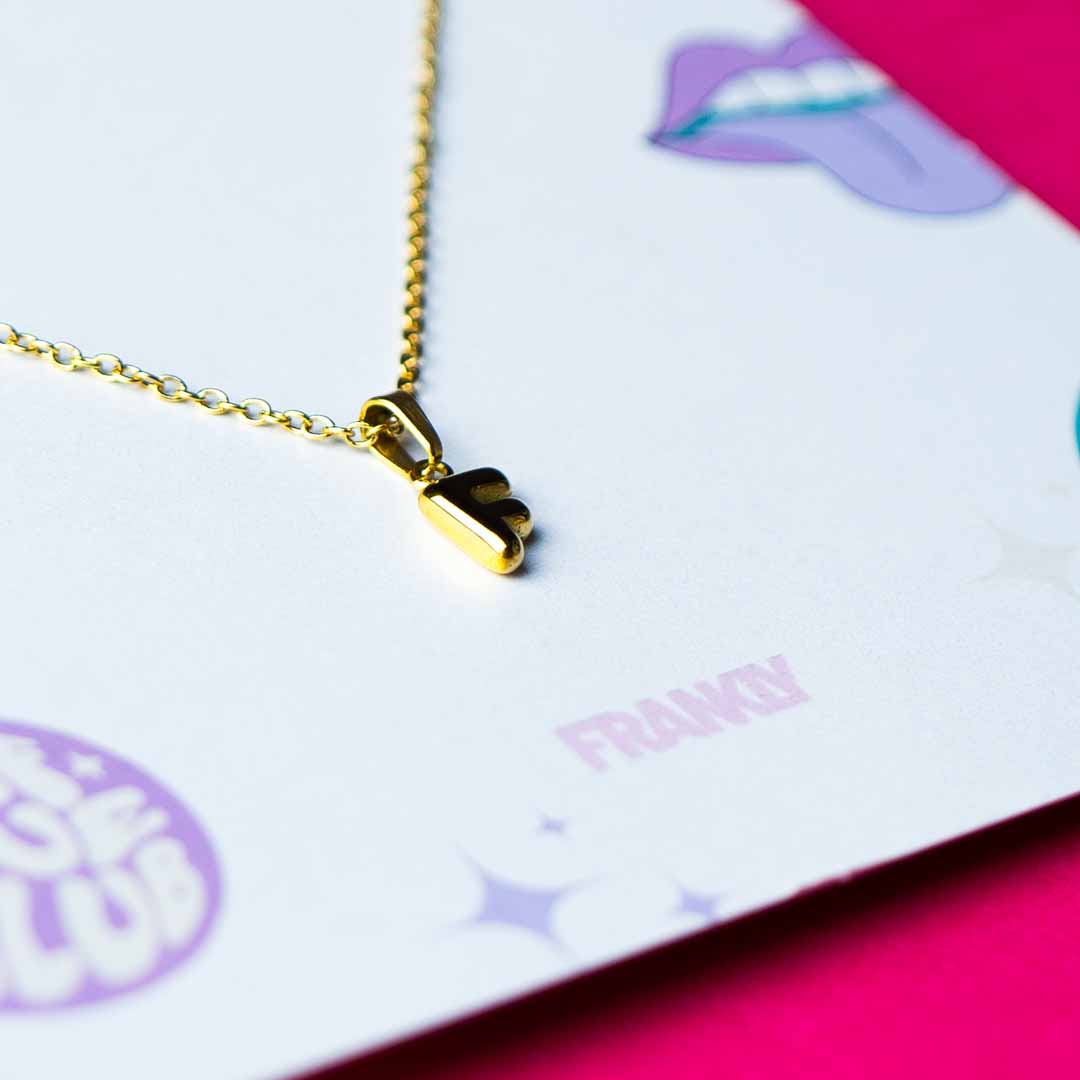 Stackable "F" Balloon Initial Letter Necklace