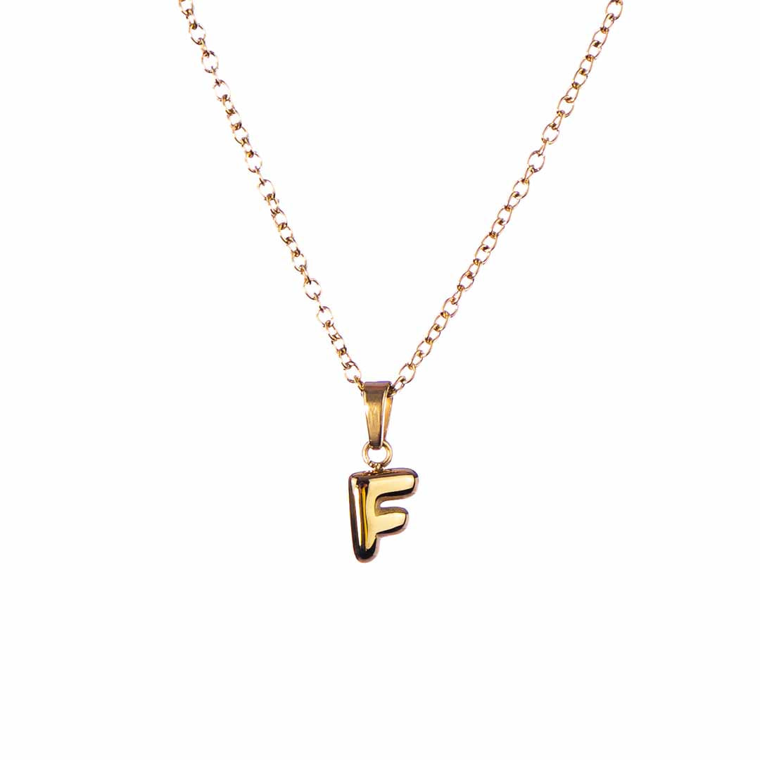 Stackable "F" Balloon Initial Letter Necklace