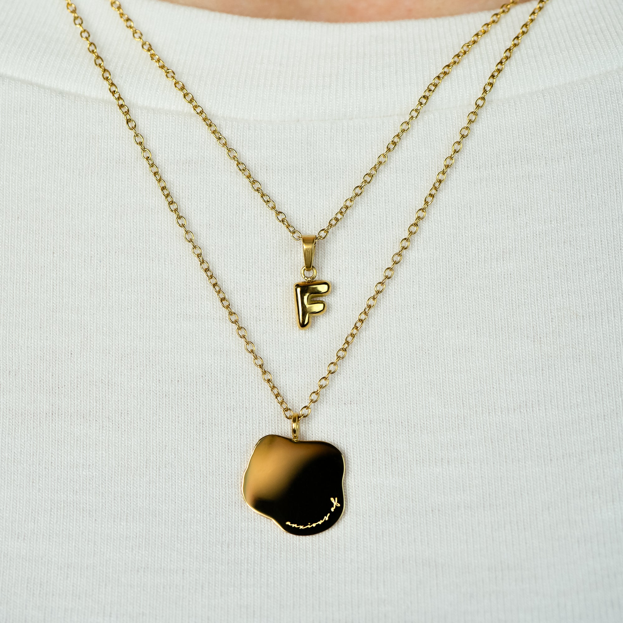 Stackable "F" Balloon Initial Letter Necklace