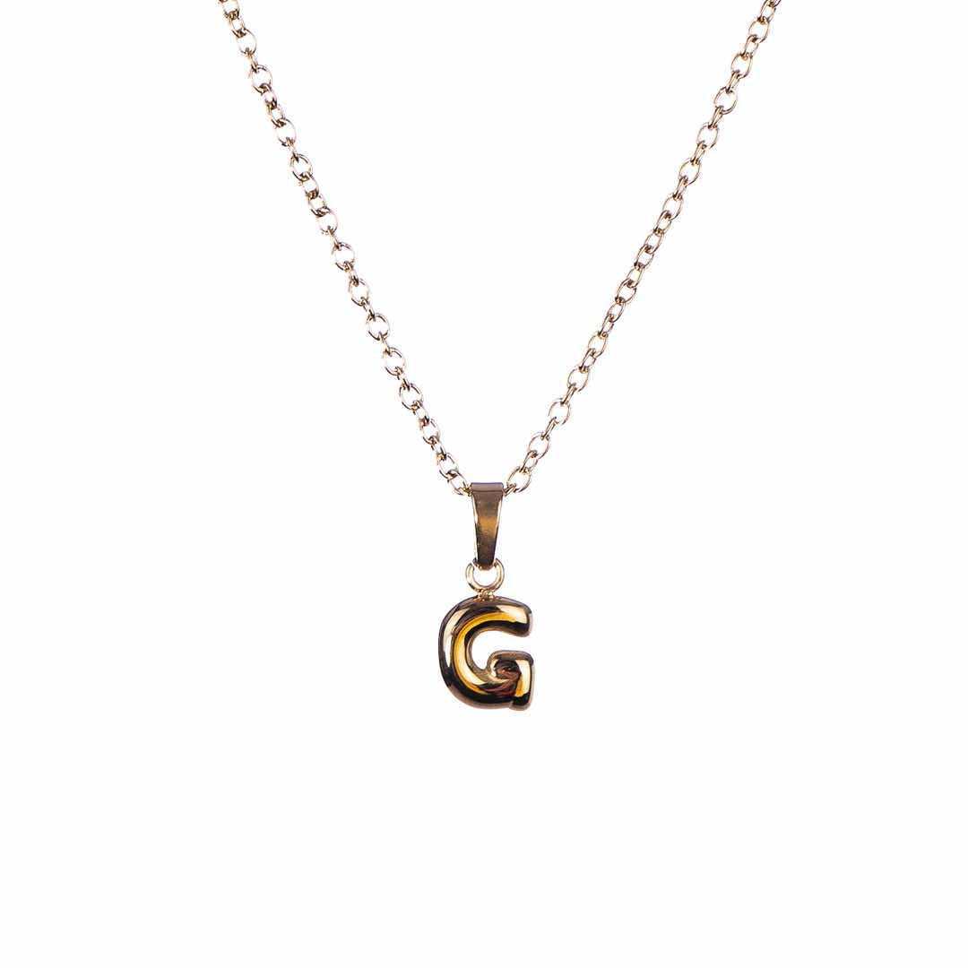 Stackable "G" Balloon Initial Letter Necklace