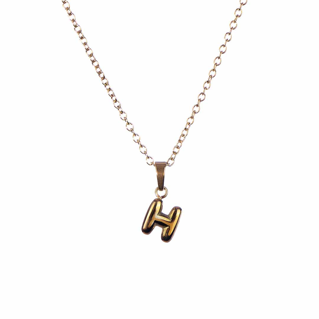 Stackable "H" Balloon Initial Letter Necklace