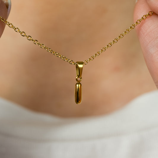 Stackable "I" Balloon Initial Letter Necklace - 18k Gold Plated