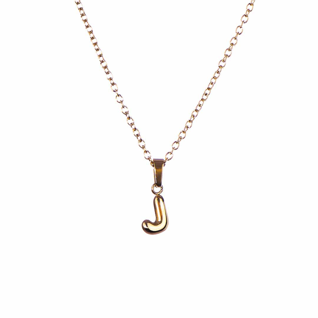 Stackable "J" Balloon Initial Letter Necklace