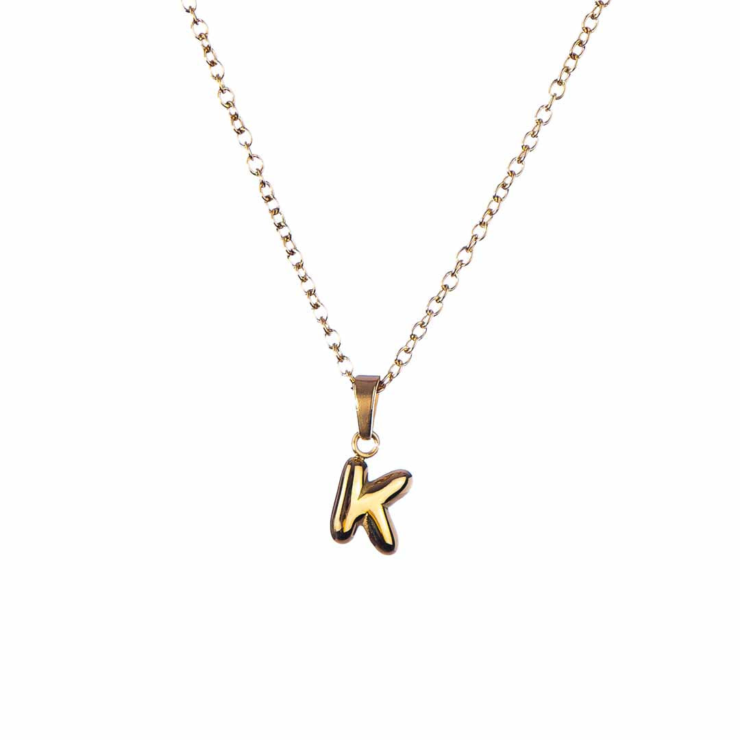 Stackable "K" Balloon Initial Letter Necklace