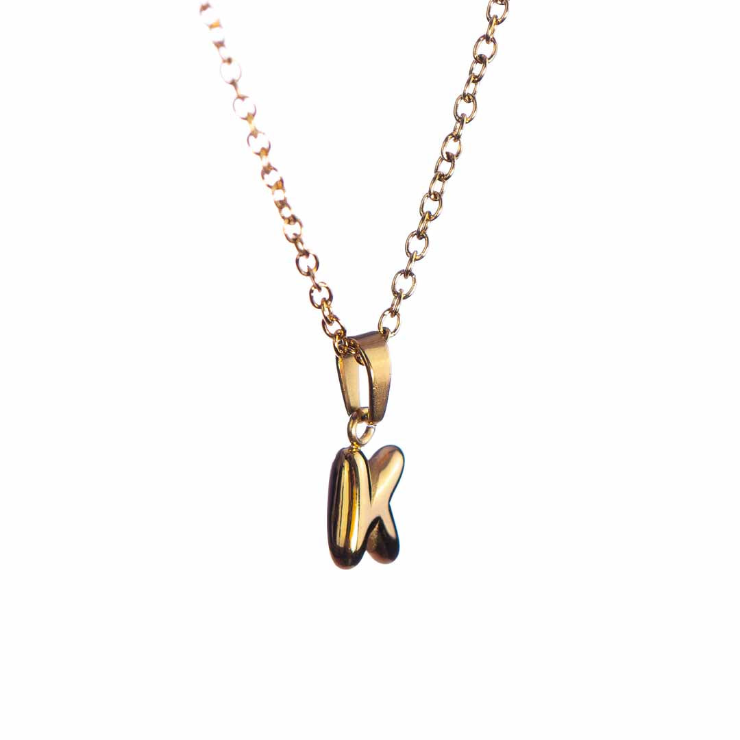 Stackable "K" Balloon Initial Letter Necklace