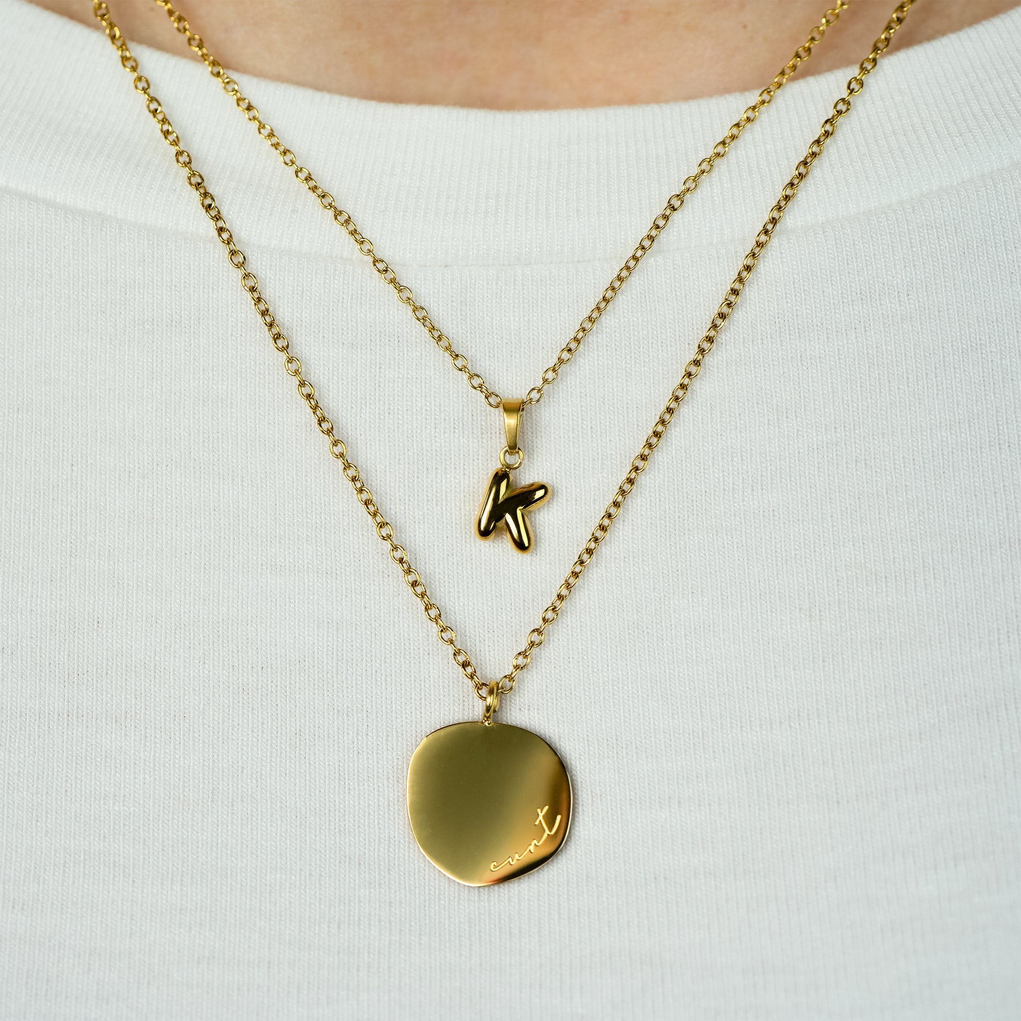 Stackable "K" Balloon Initial Letter Necklace