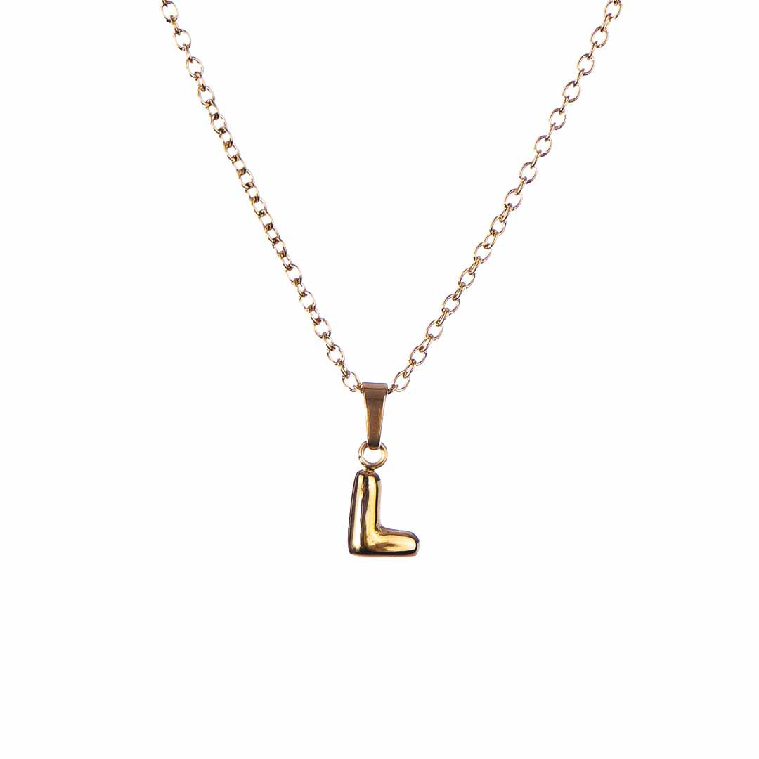 Stackable "L" Balloon Initial Letter Necklace