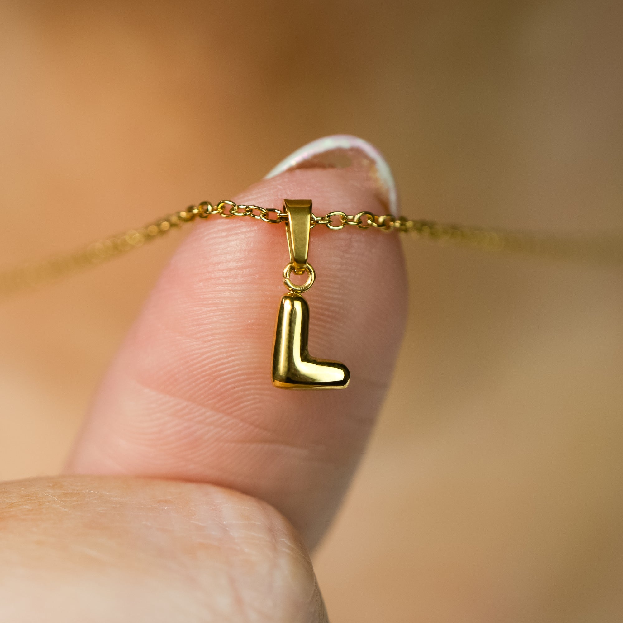 Stackable "L" Balloon Initial Letter Necklace