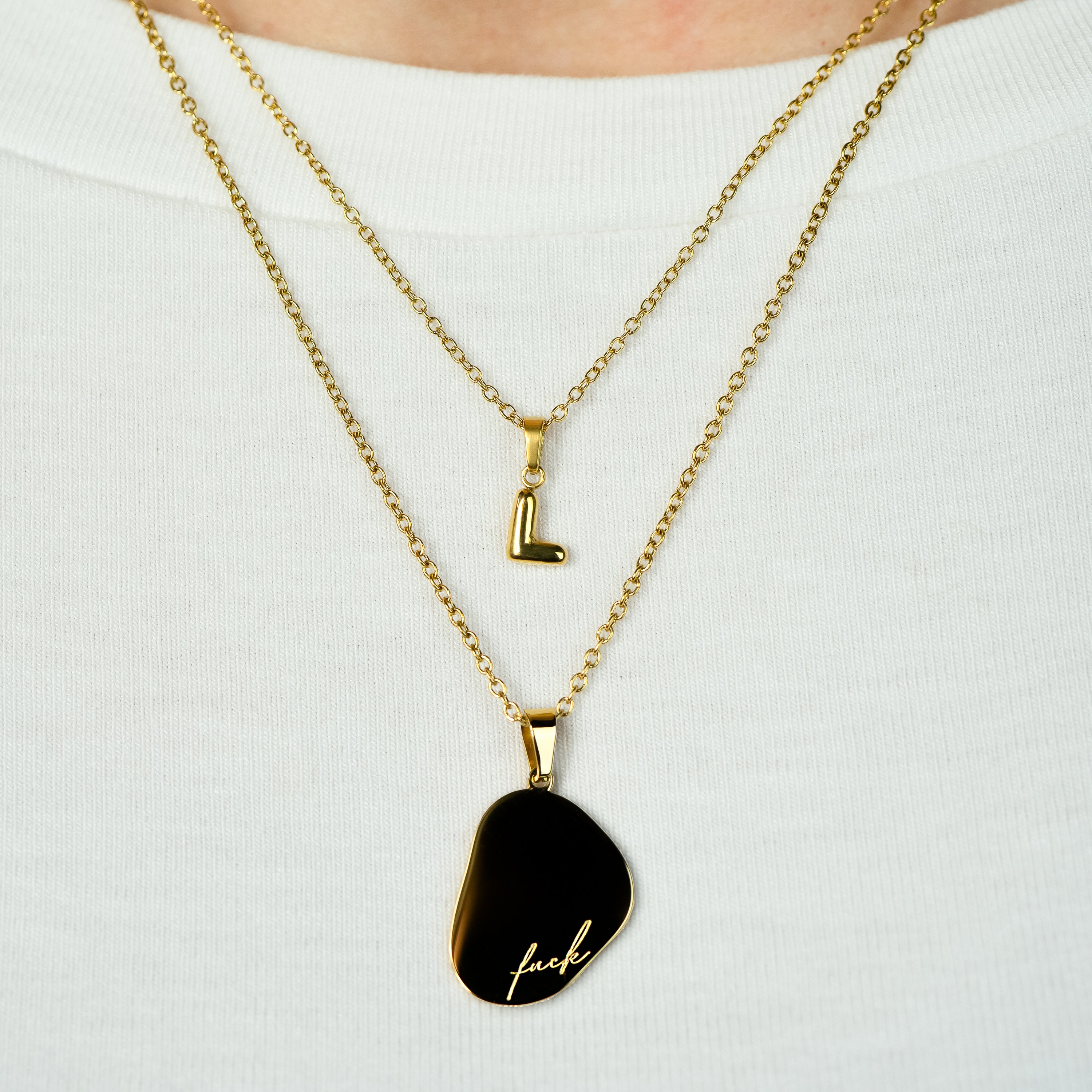 Stackable "L" Balloon Initial Letter Necklace