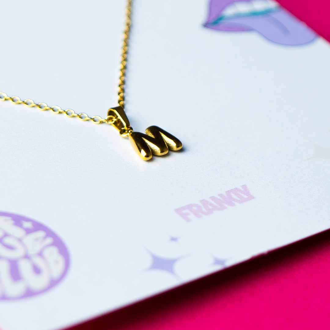 Stackable "M" Balloon Initial Letter Necklace