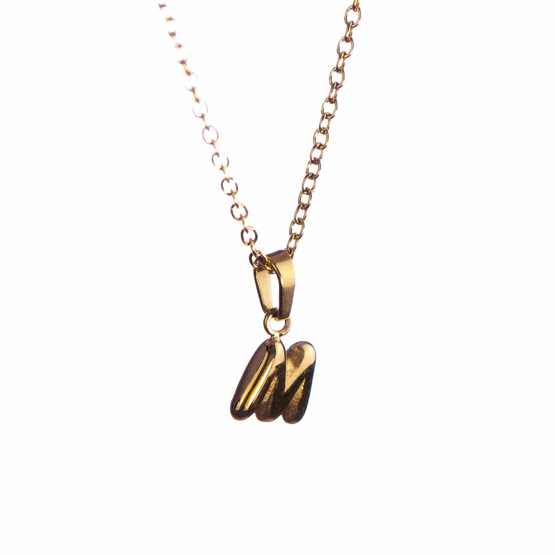 Stackable "M" Balloon Initial Letter Necklace