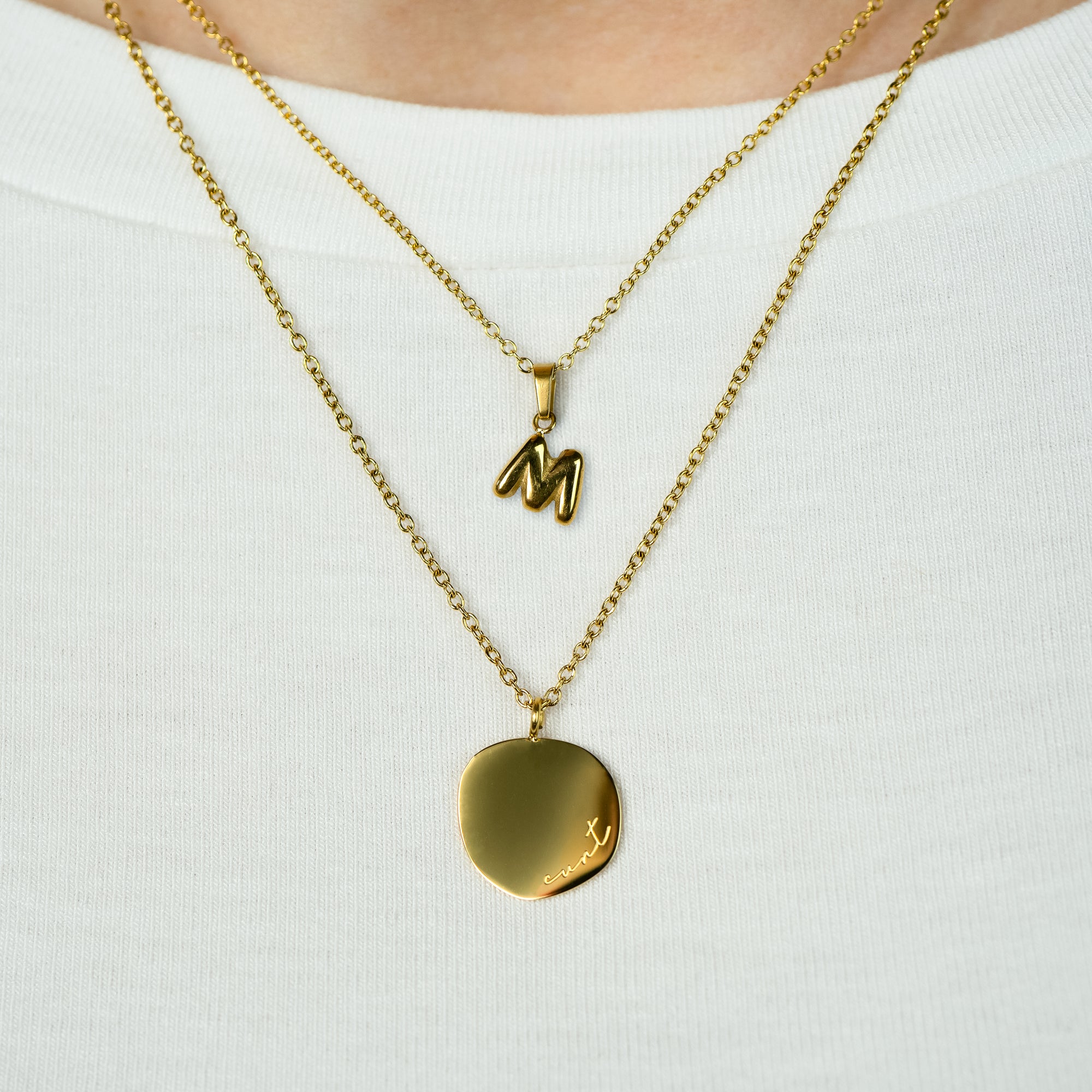 Stackable "M" Balloon Initial Letter Necklace