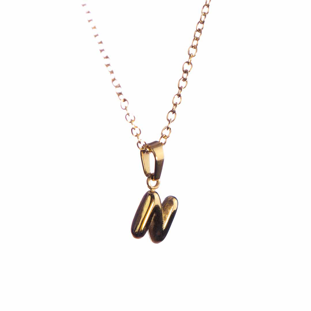 Stackable "N" Balloon Initial Letter Necklace