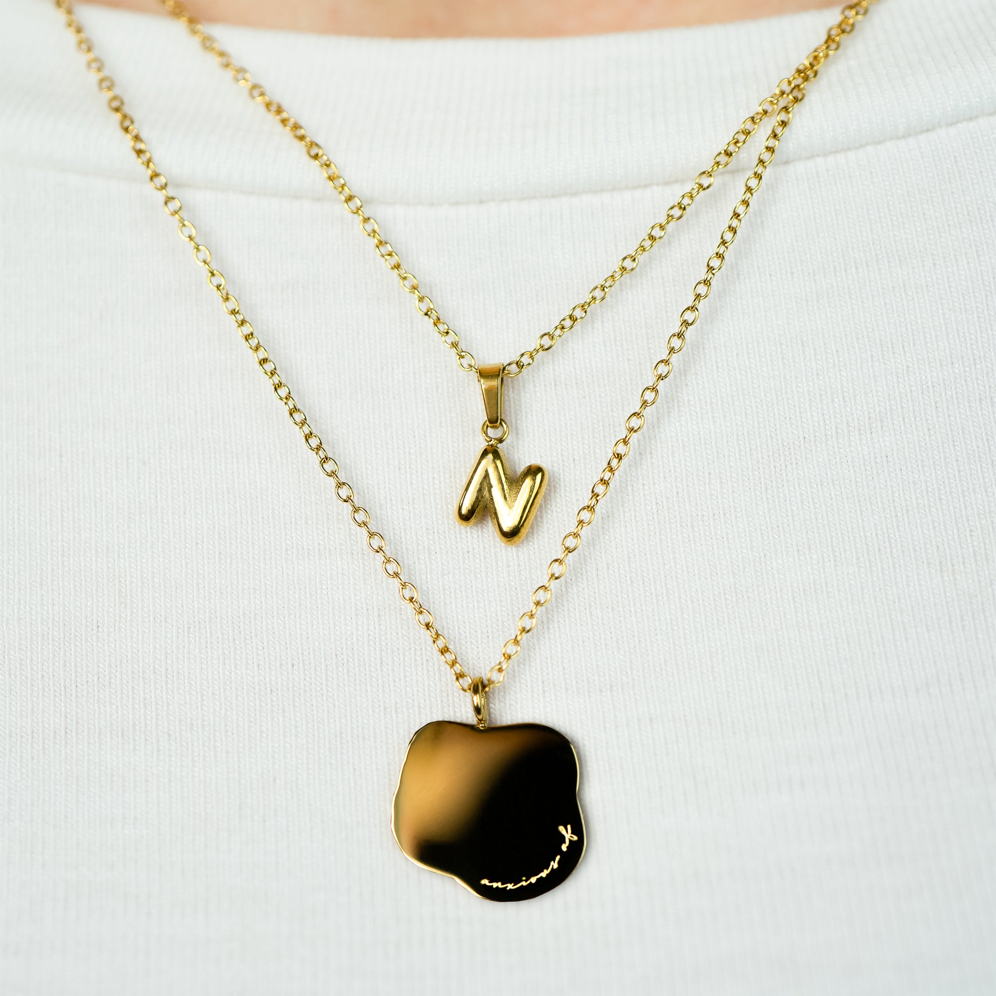 Stackable "N" Balloon Initial Letter Necklace