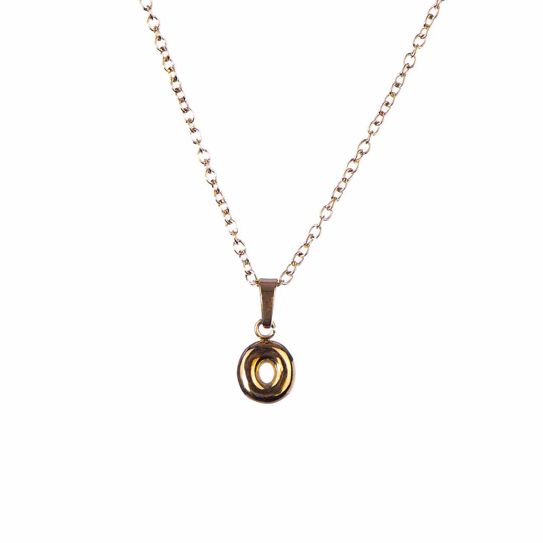 Stackable "O" Balloon Initial Letter Necklace