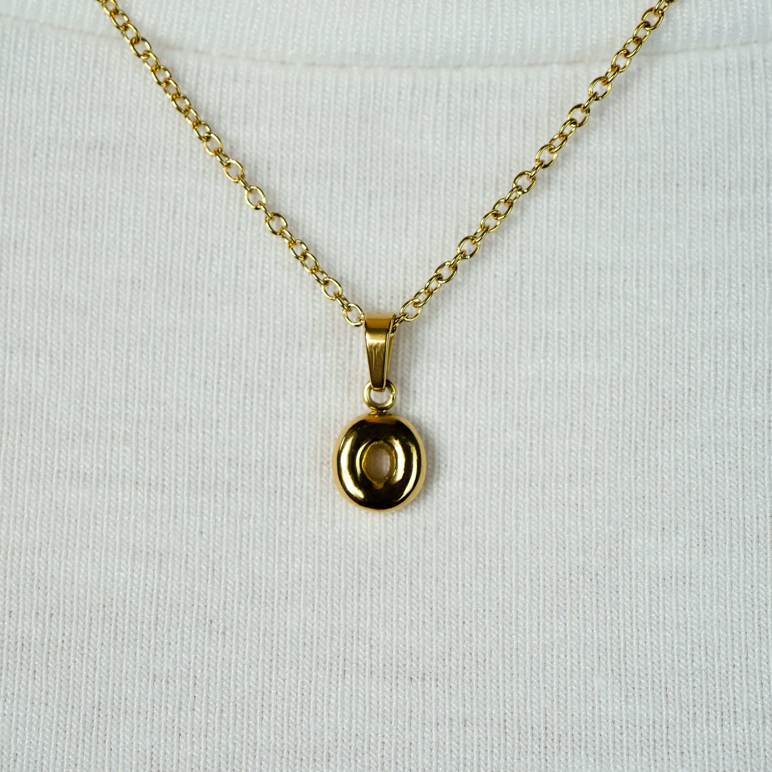 Stackable "O" Balloon Initial Letter Necklace