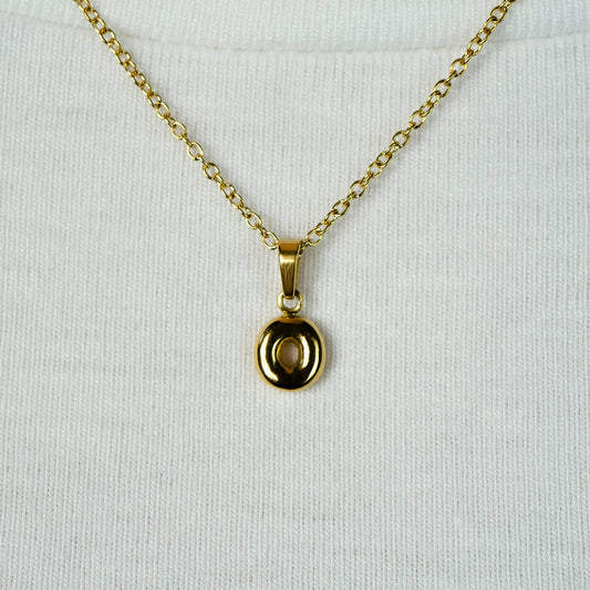 Stackable "O" Balloon Initial Letter Necklace - 18k Gold Plated