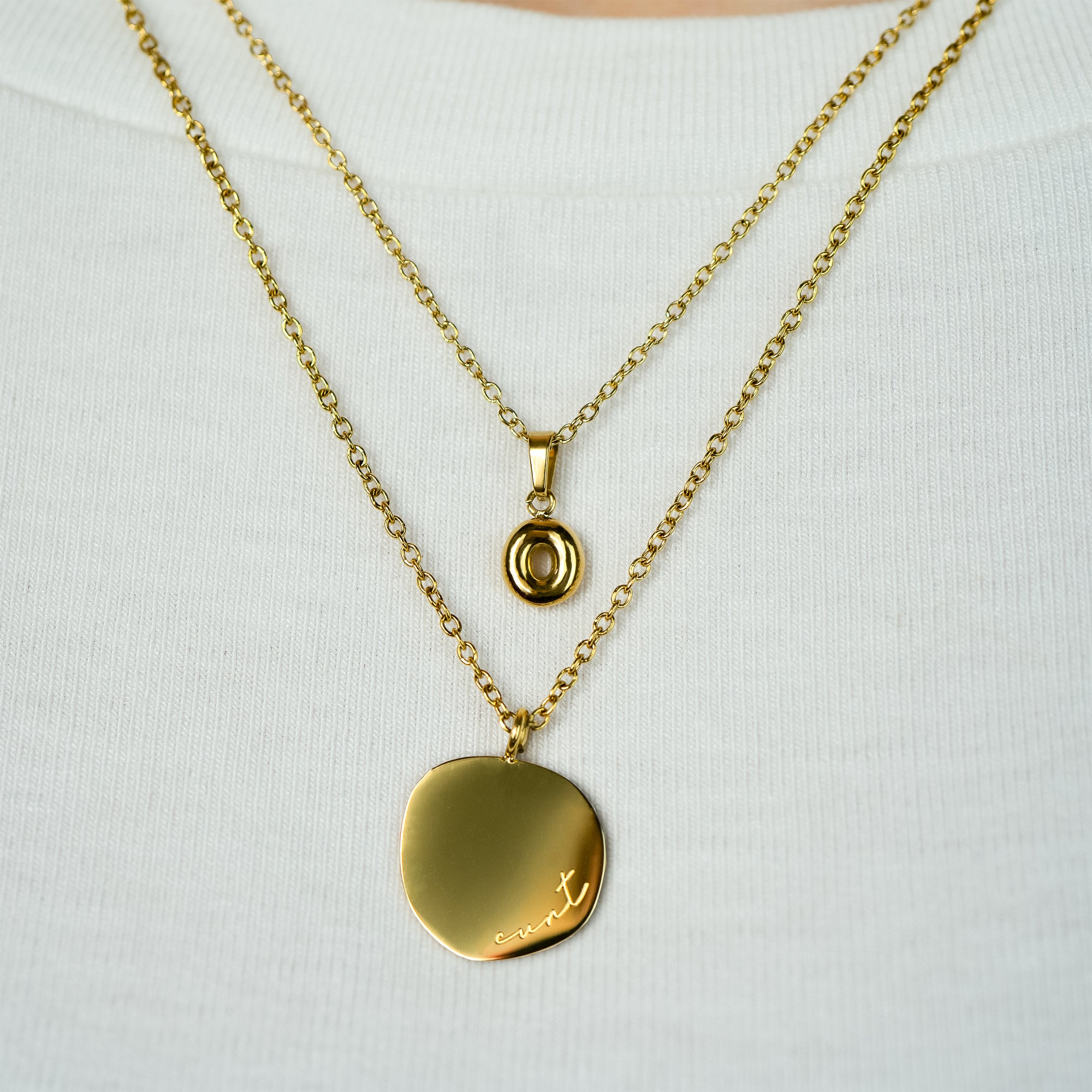 Stackable "O" Balloon Initial Letter Necklace