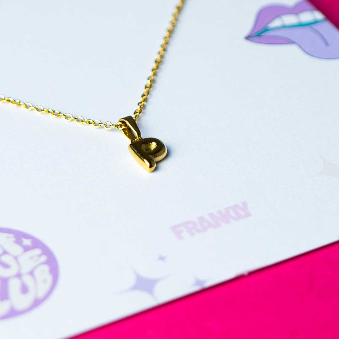 Stackable "P" Balloon Initial Letter Necklace