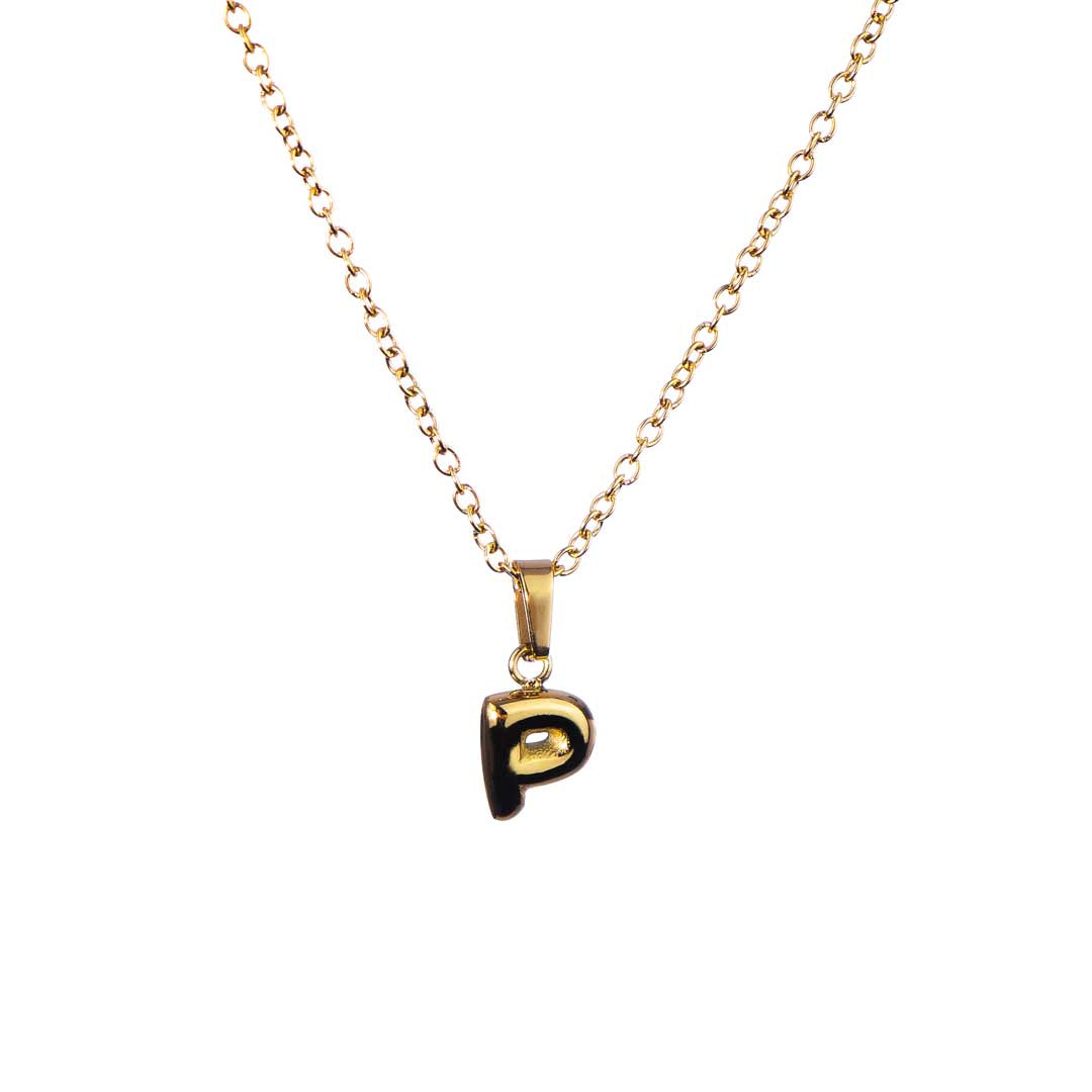 Stackable "P" Balloon Initial Letter Necklace