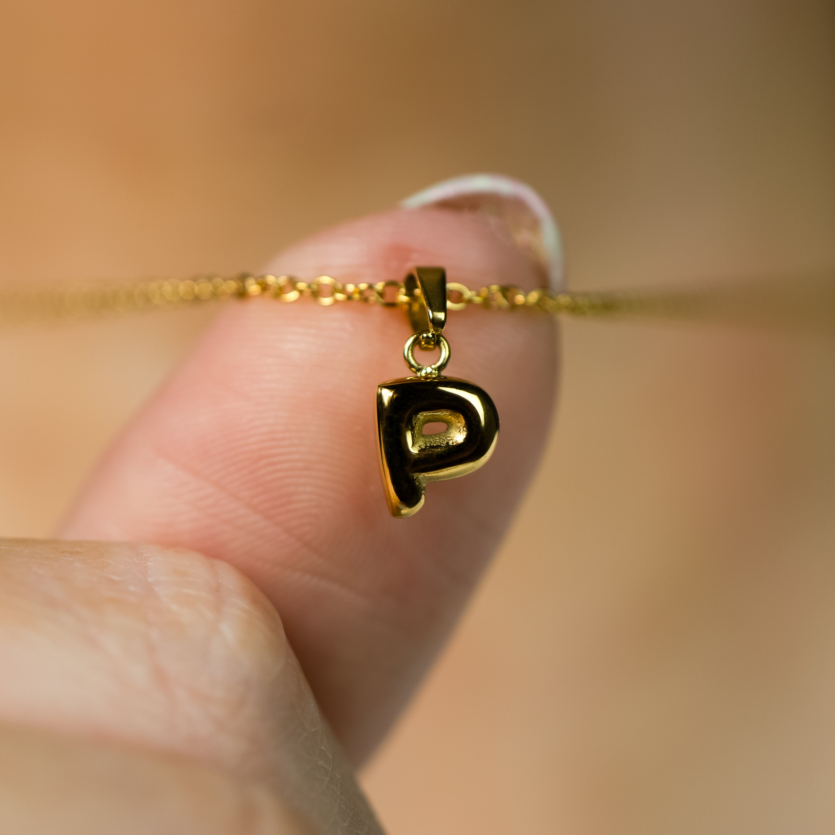 Stackable "P" Balloon Initial Letter Necklace