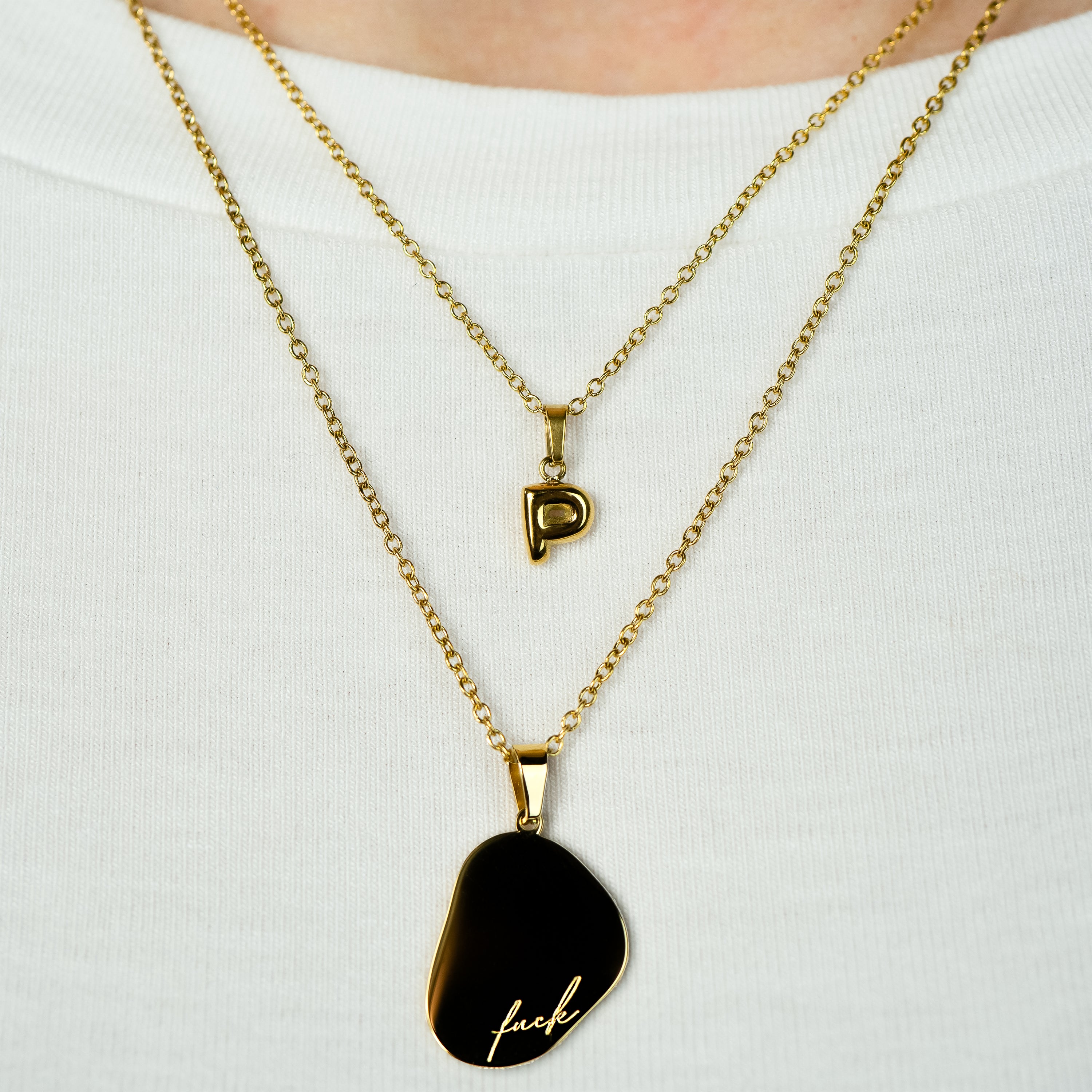 Stackable "P" Balloon Initial Letter Necklace