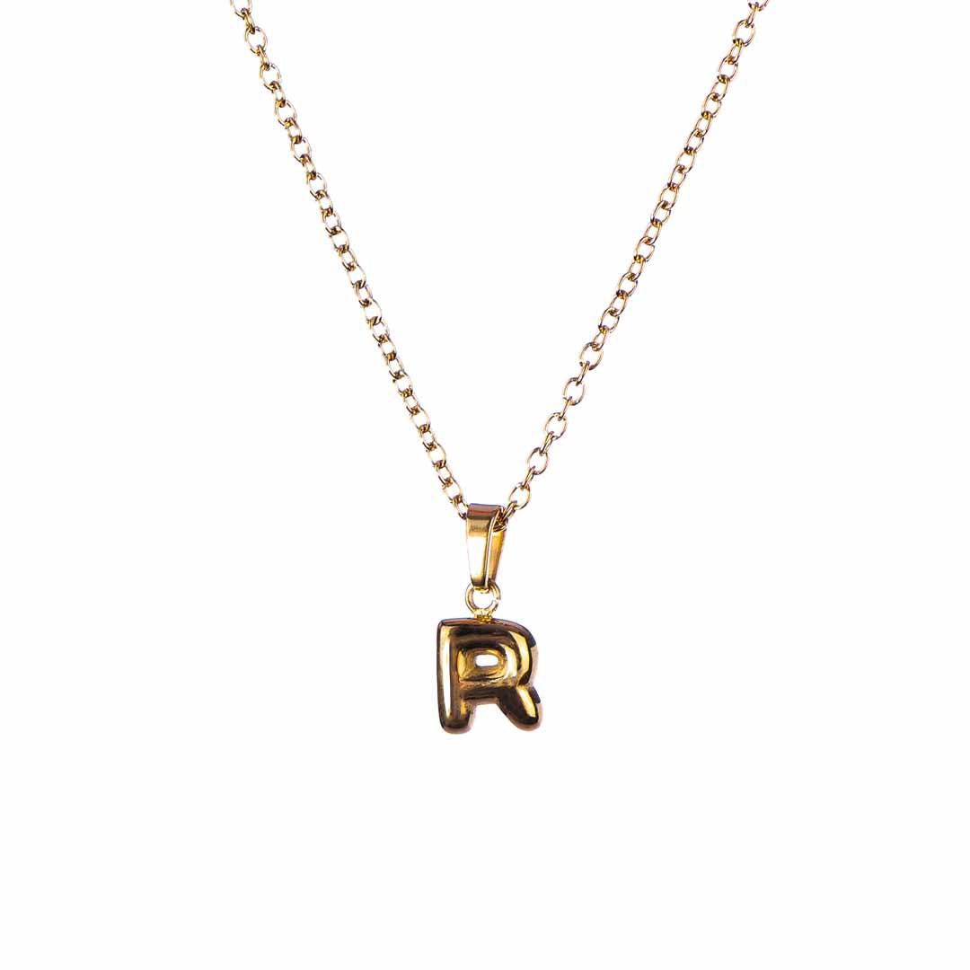 Stackable "R" Balloon Initial Letter Necklace