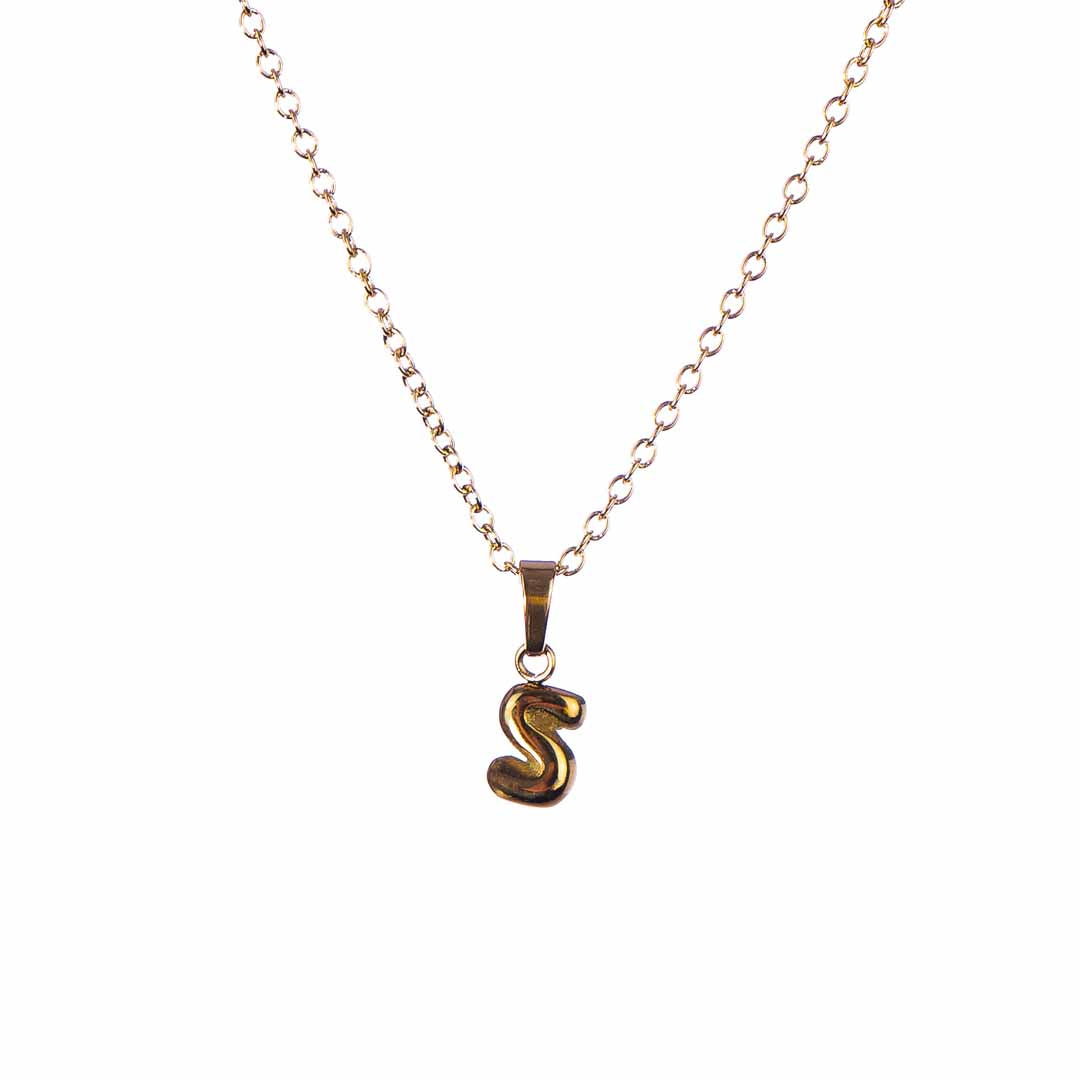 Stackable "S" Balloon Initial Letter Necklace