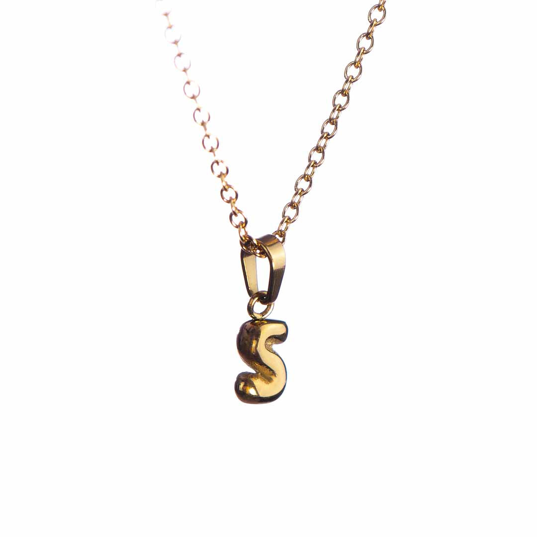 Stackable "S" Balloon Initial Letter Necklace