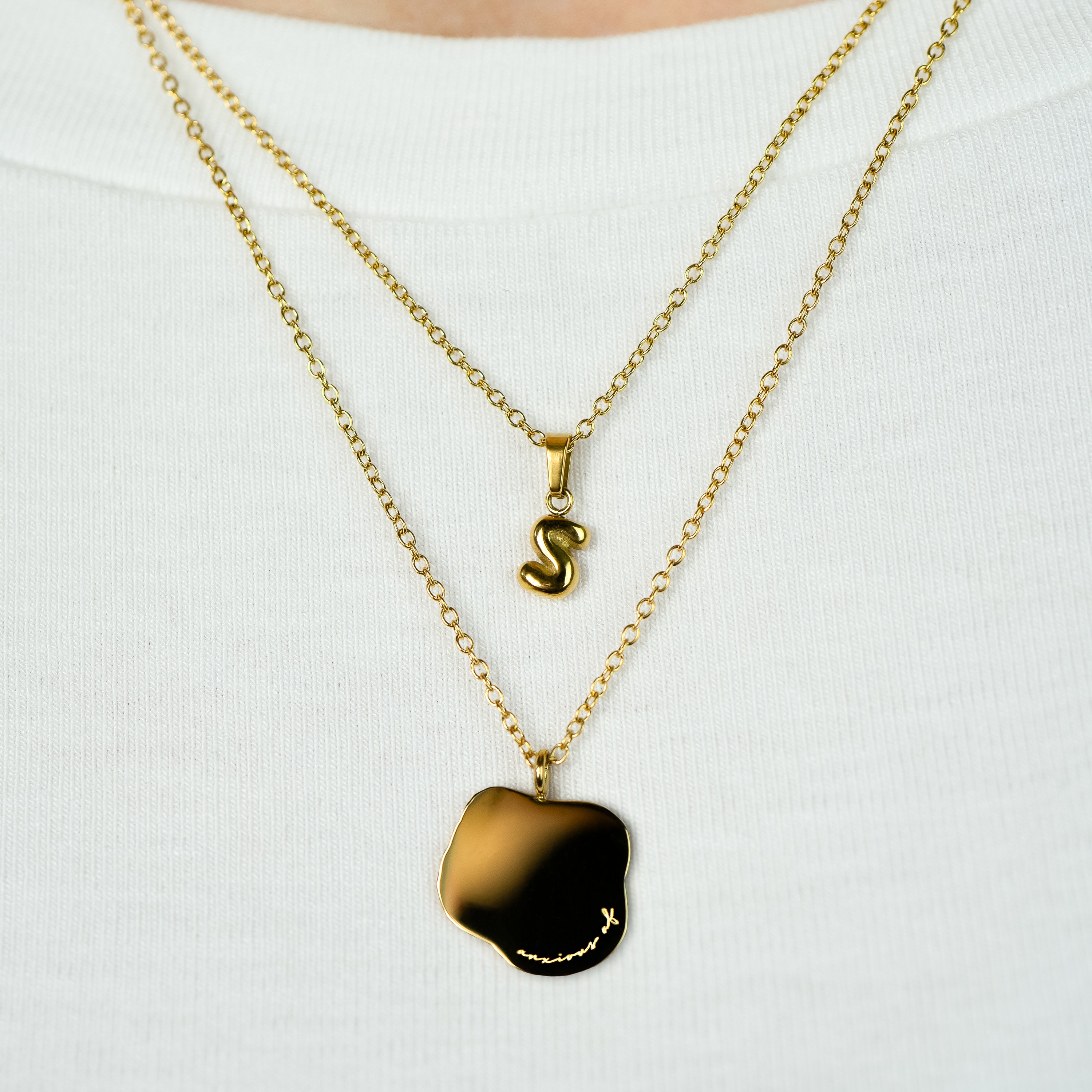 Stackable "S" Balloon Initial Letter Necklace