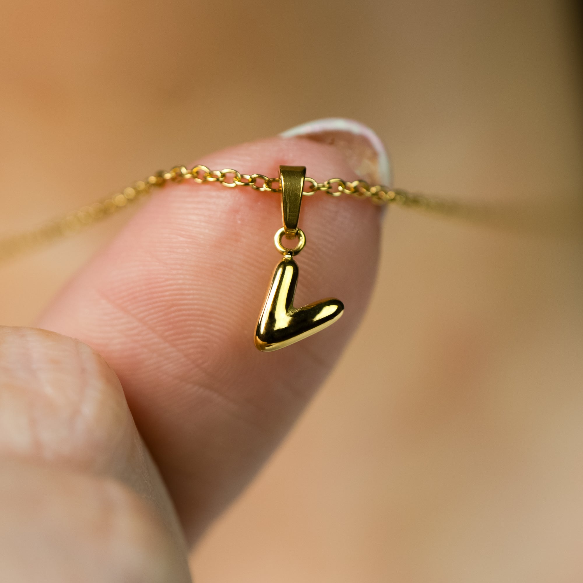 Stackable "V" Balloon Initial Letter Necklace