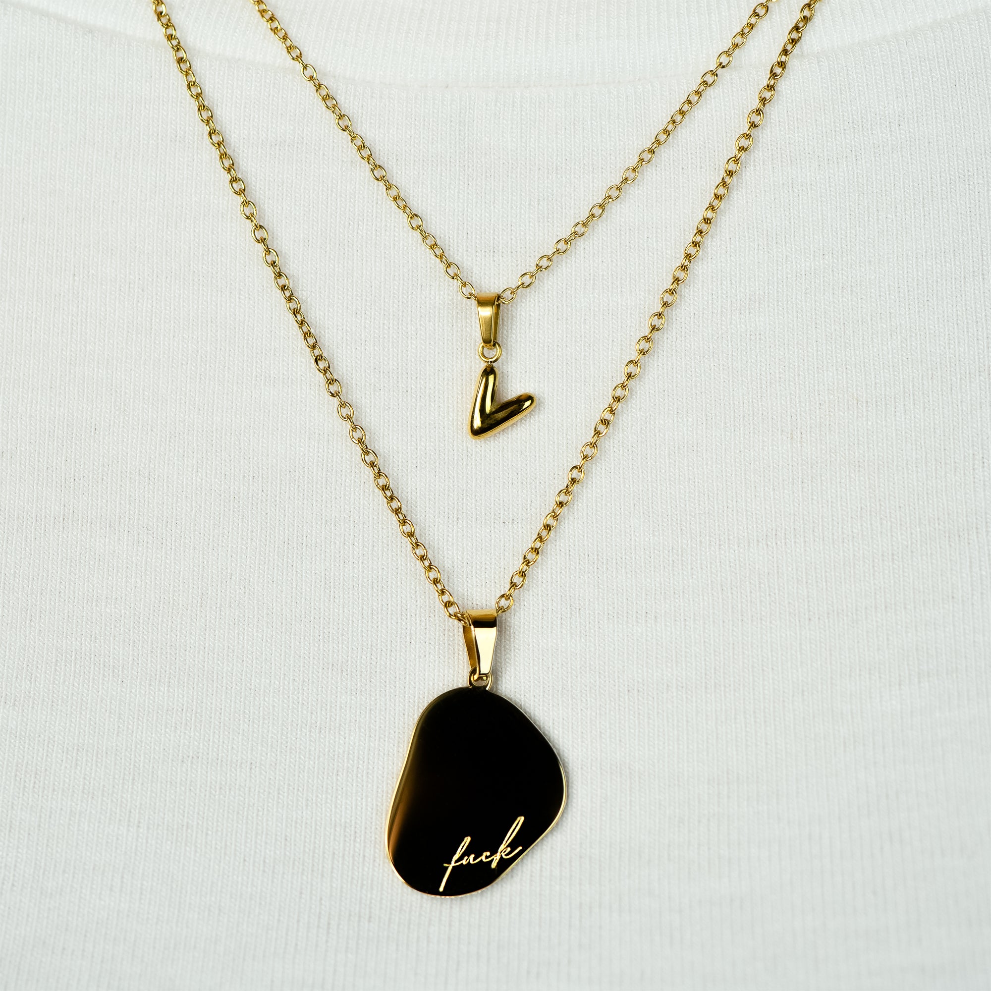 Stackable "V" Balloon Initial Letter Necklace