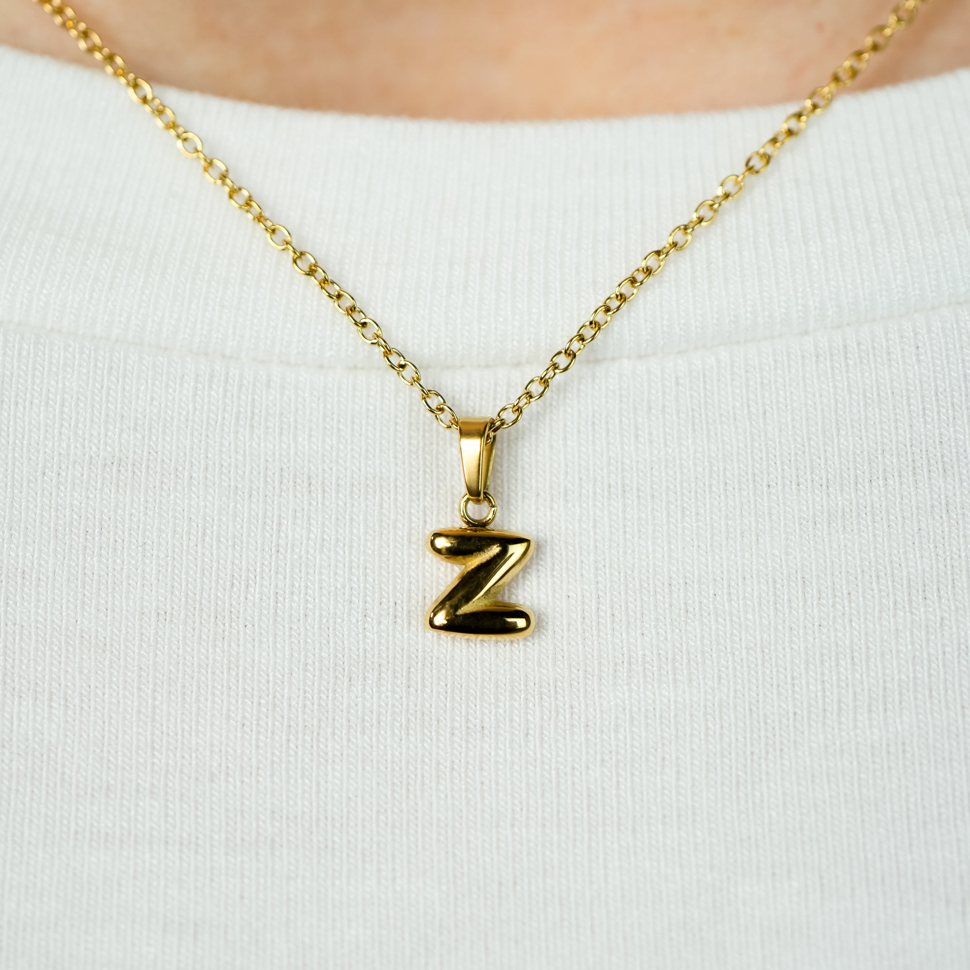 Stackable "Z" Balloon Initial Letter Necklace