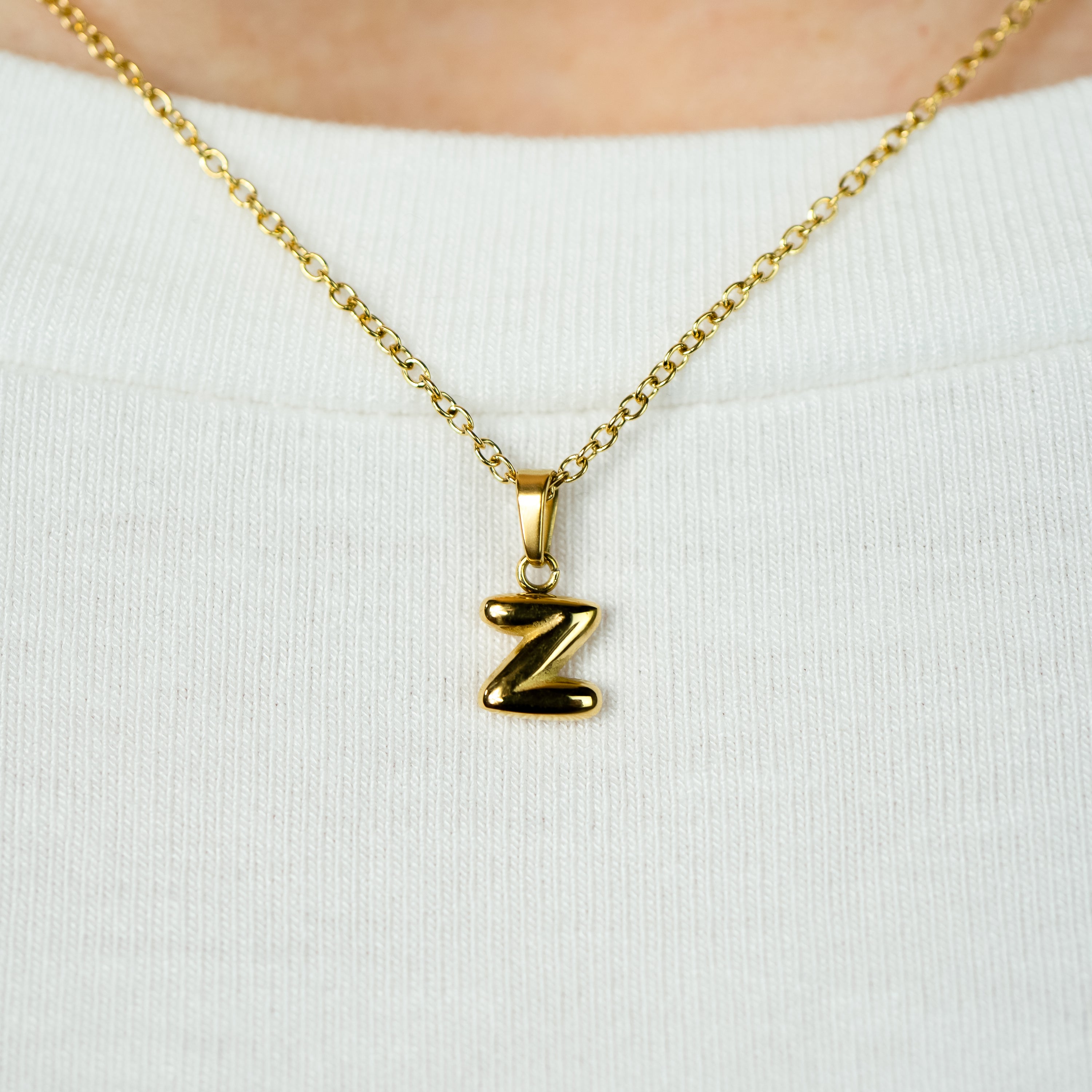 Stackable "Z" Balloon Initial Letter Necklace