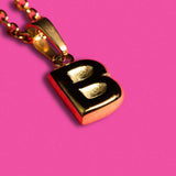 Stackable "B" Balloon Initial Letter Necklace