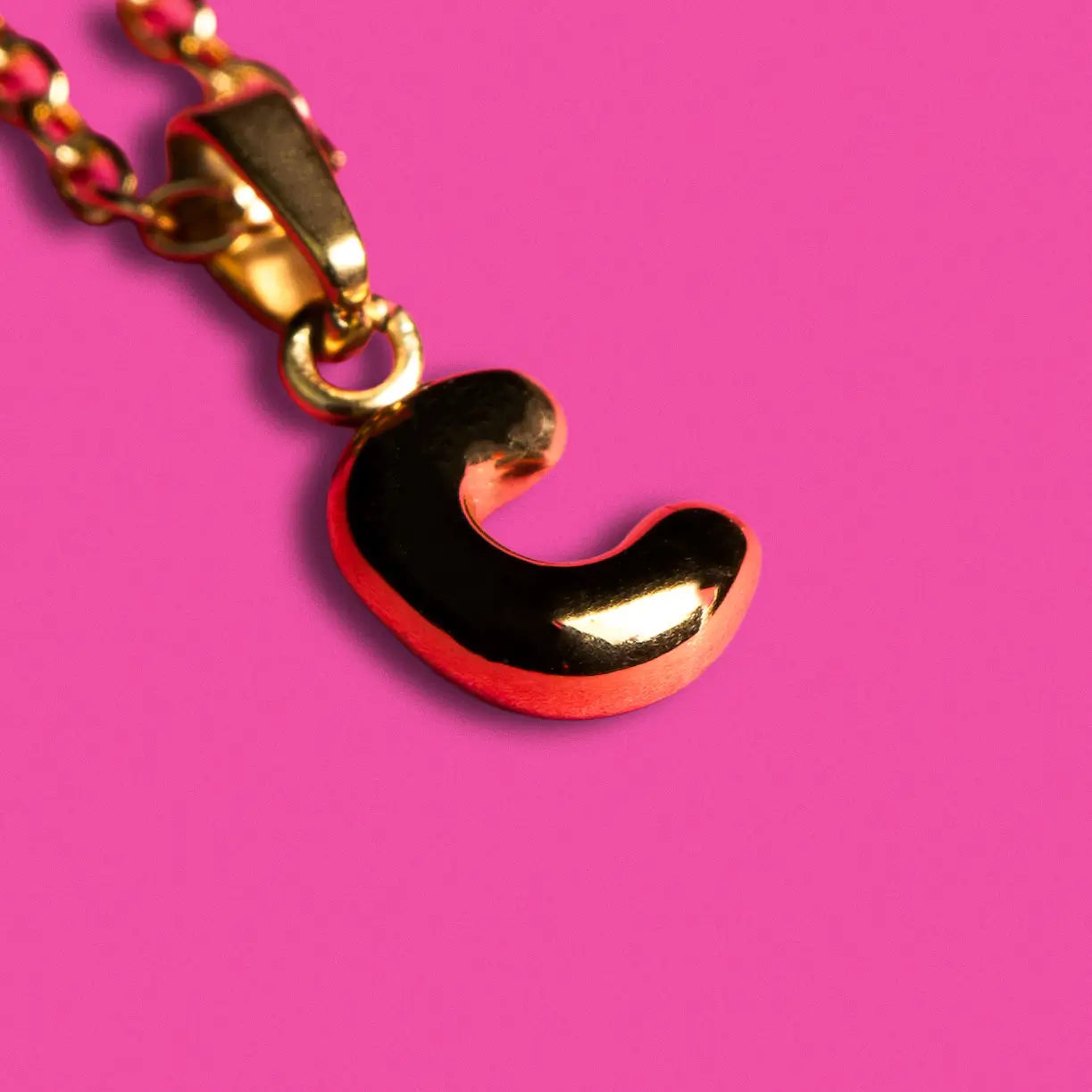 Stackable "C" Balloon Initial Letter Necklace