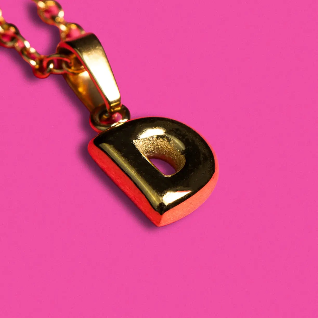 Stackable "D" Balloon Initial Letter Necklace