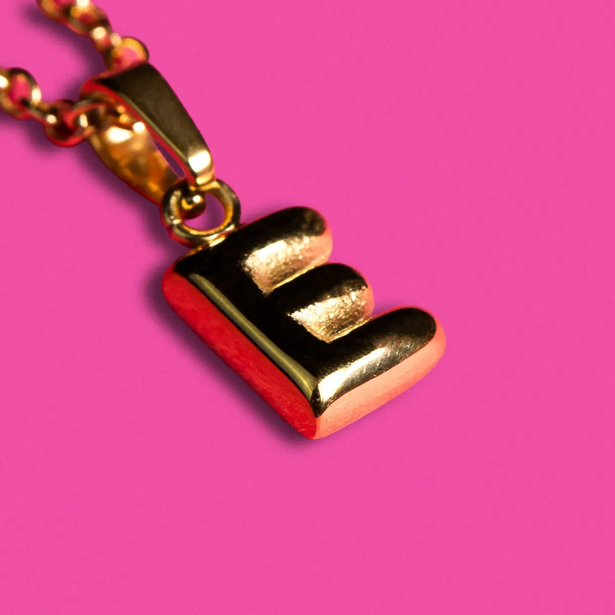 Stackable "E" Balloon Initial Letter Necklace